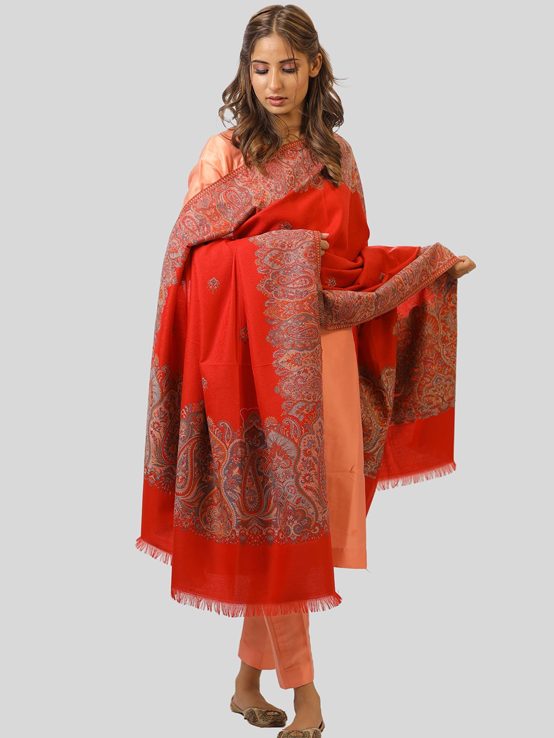 

SWI Stylish Women Woven Design Shawl, Red
