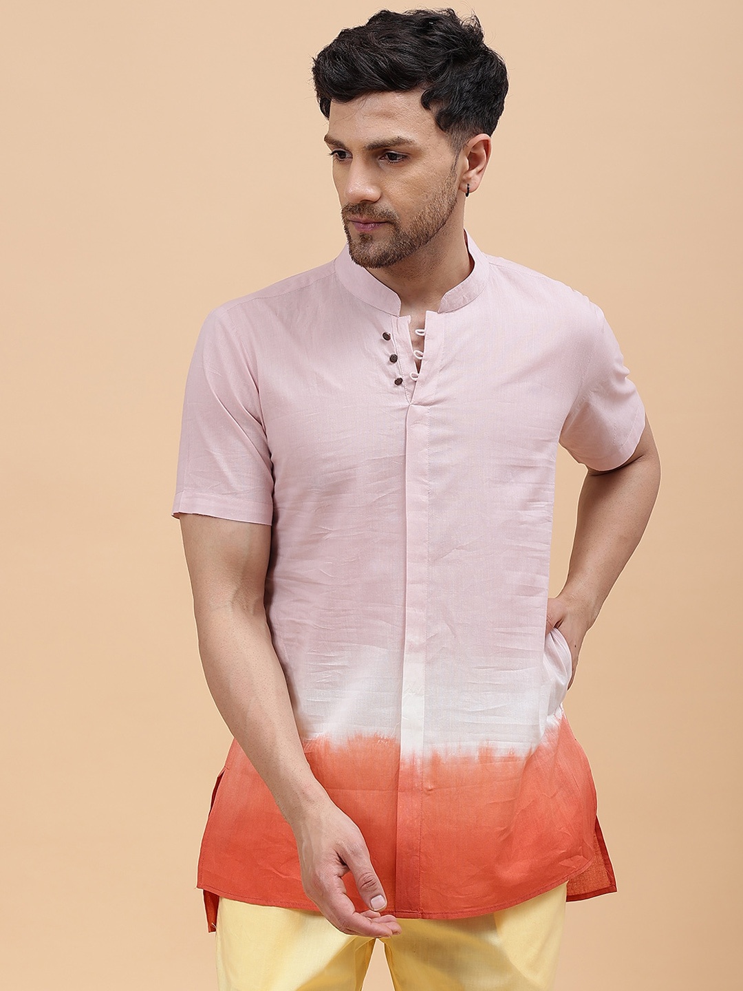 

See Designs Ombre Dyed Pure Cotton Short Kurta, Pink