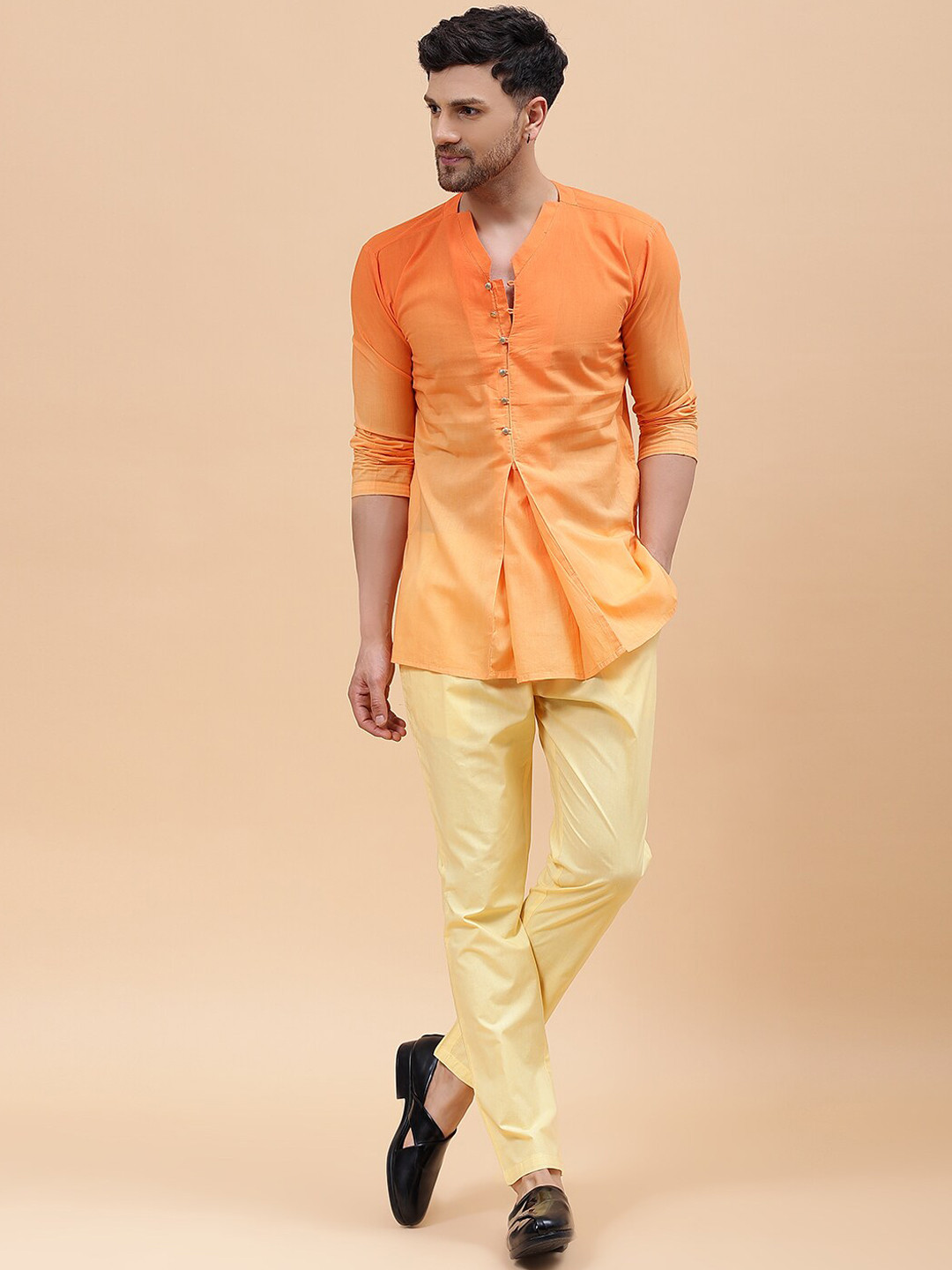 

See Designs Ombre Dyed Pure Cotton Kurta, Orange