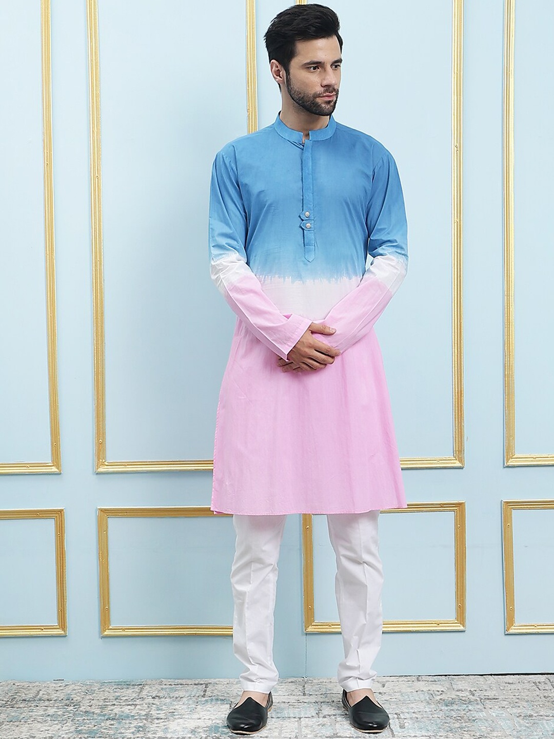 

See Designs Ombre Dyed Regular Pure Cotton Kurta, Blue