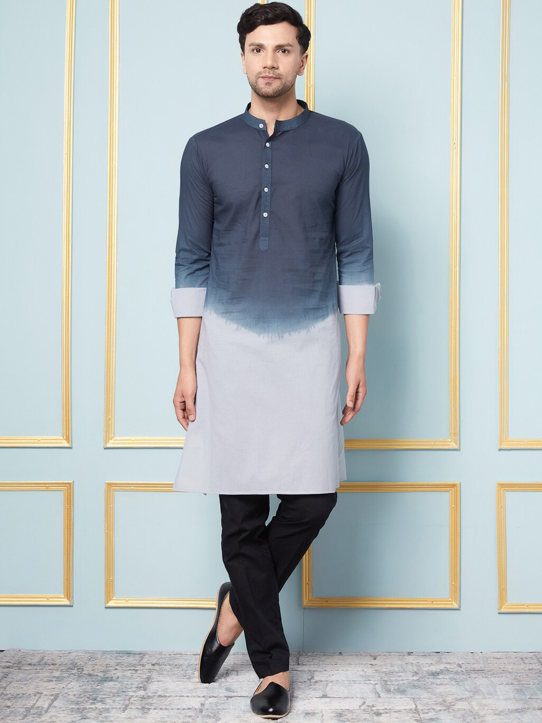 

See Designs Ombre Dyed Pure Cotton Kurta with Pyjamas, Blue