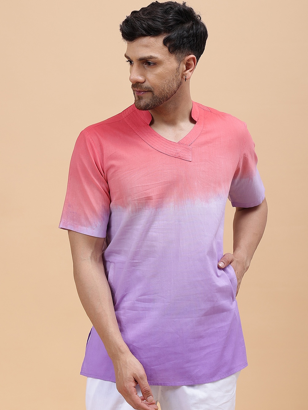 

See Designs Ombre Dyed Regular Pure Cotton Kurta, Pink