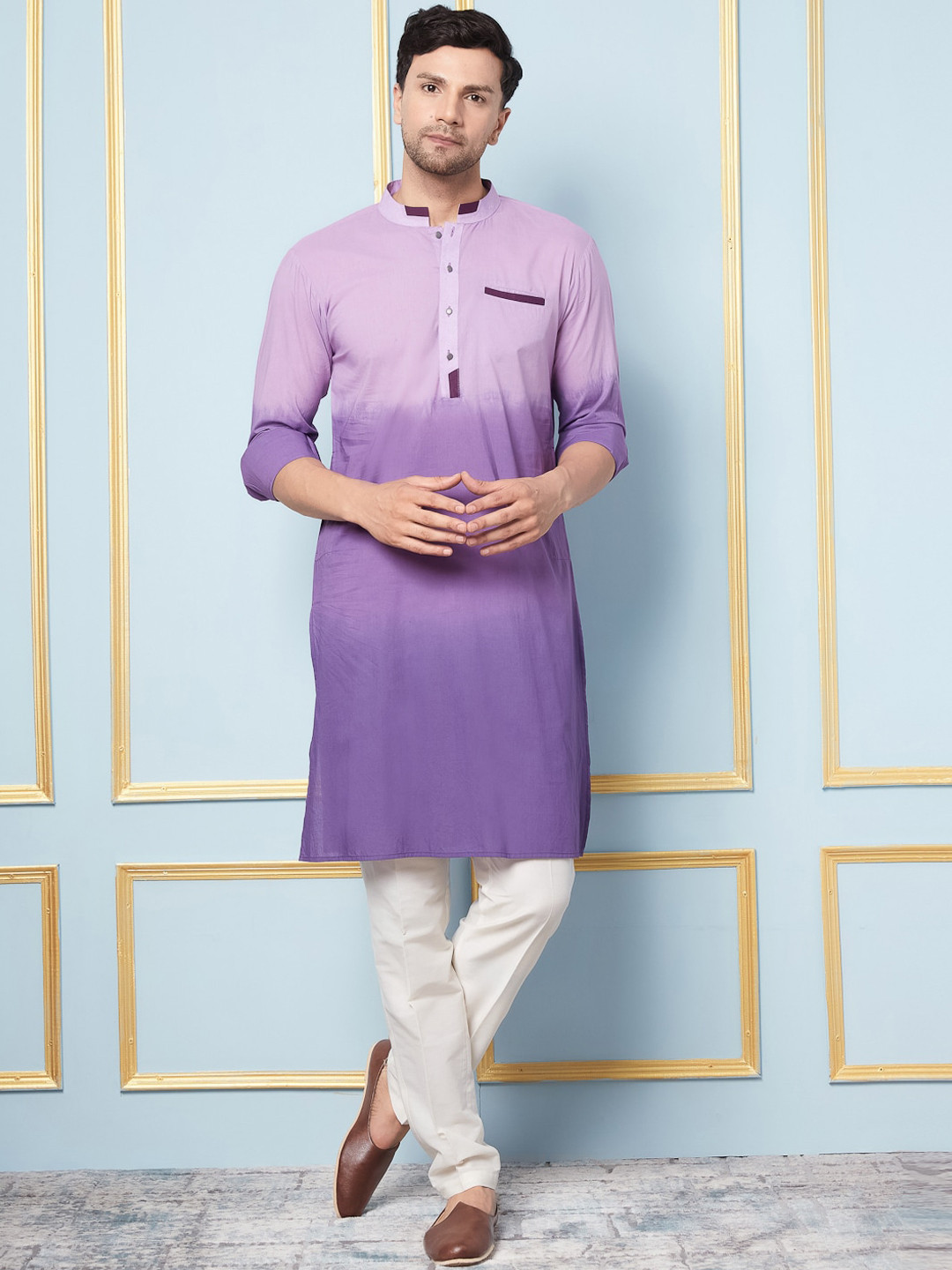 

See Designs Ombre Dyed Pure Cotton Kurta With Pyjamas, Purple