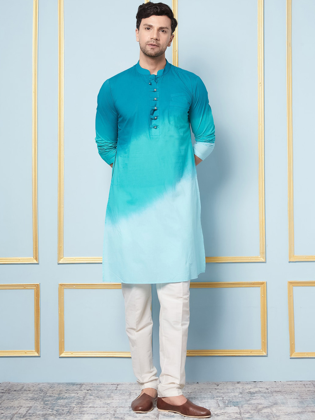 

See Designs Ombre Dyed Regular Pure Cotton Kurta, Teal