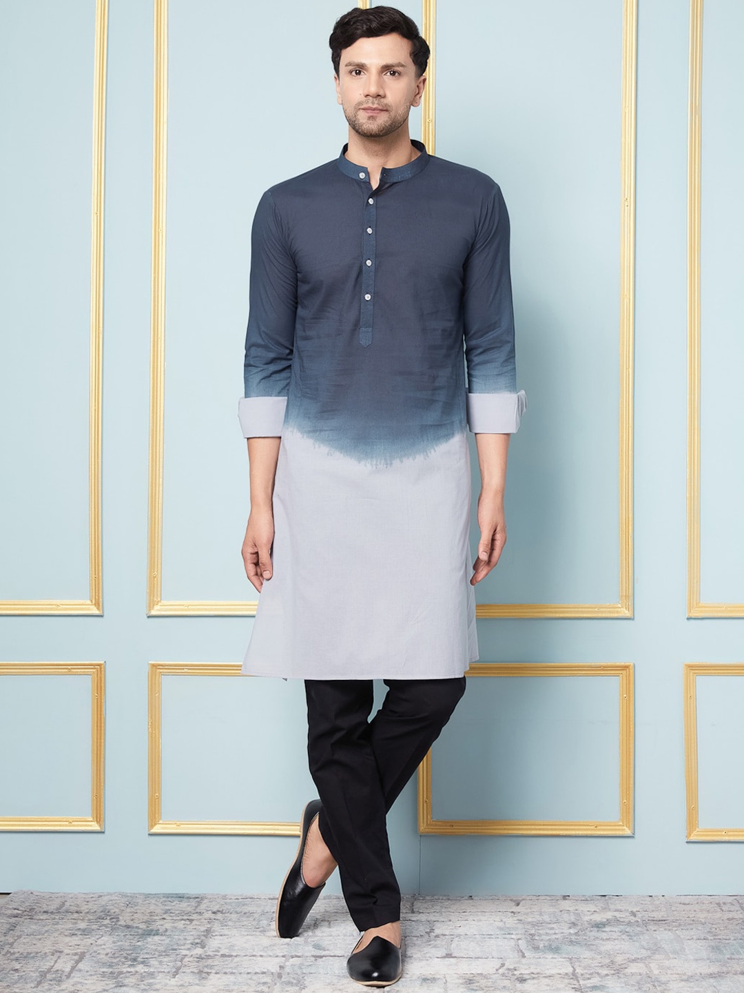 

See Designs Ombre Dyed Regular Pure Cotton Kurta, Blue