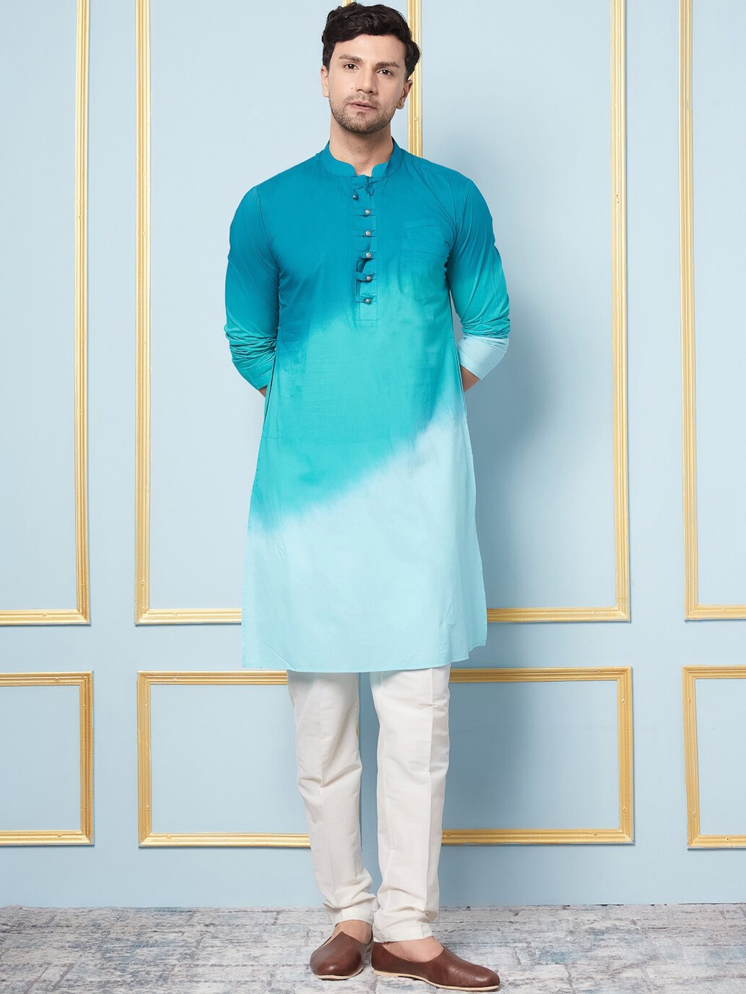 

See Designs Ombre Dyed Pure Cotton Kurta With Pyjamas, Teal