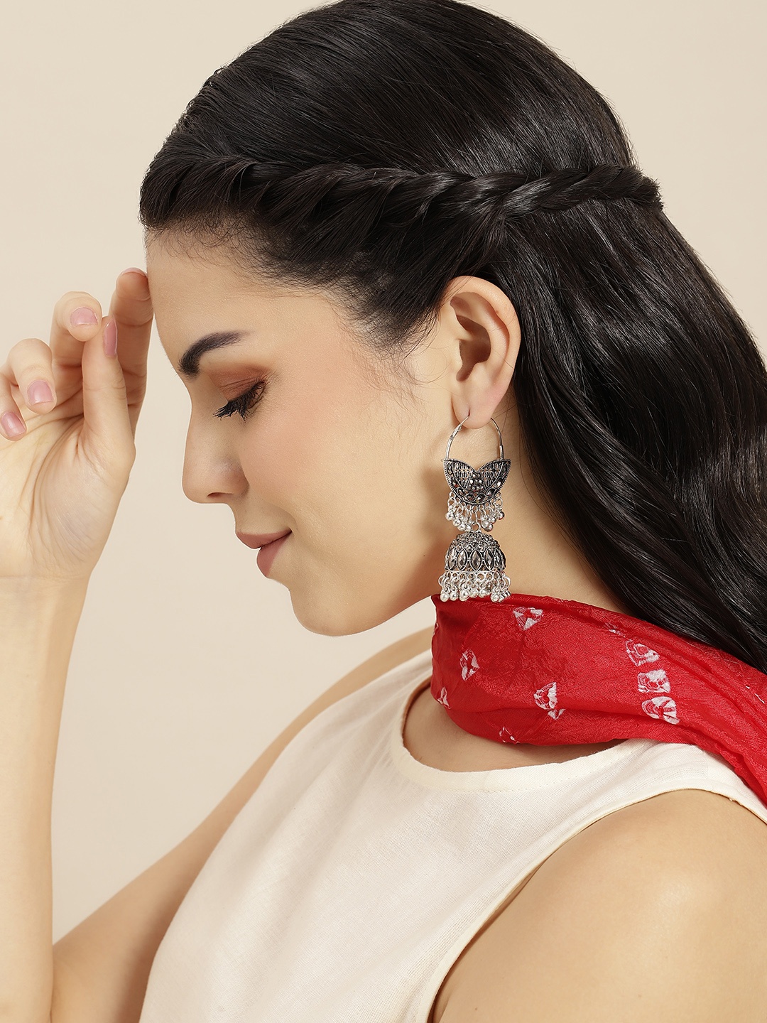 

Anouk Silver-Plated Teardrop Shaped Drop Earrings