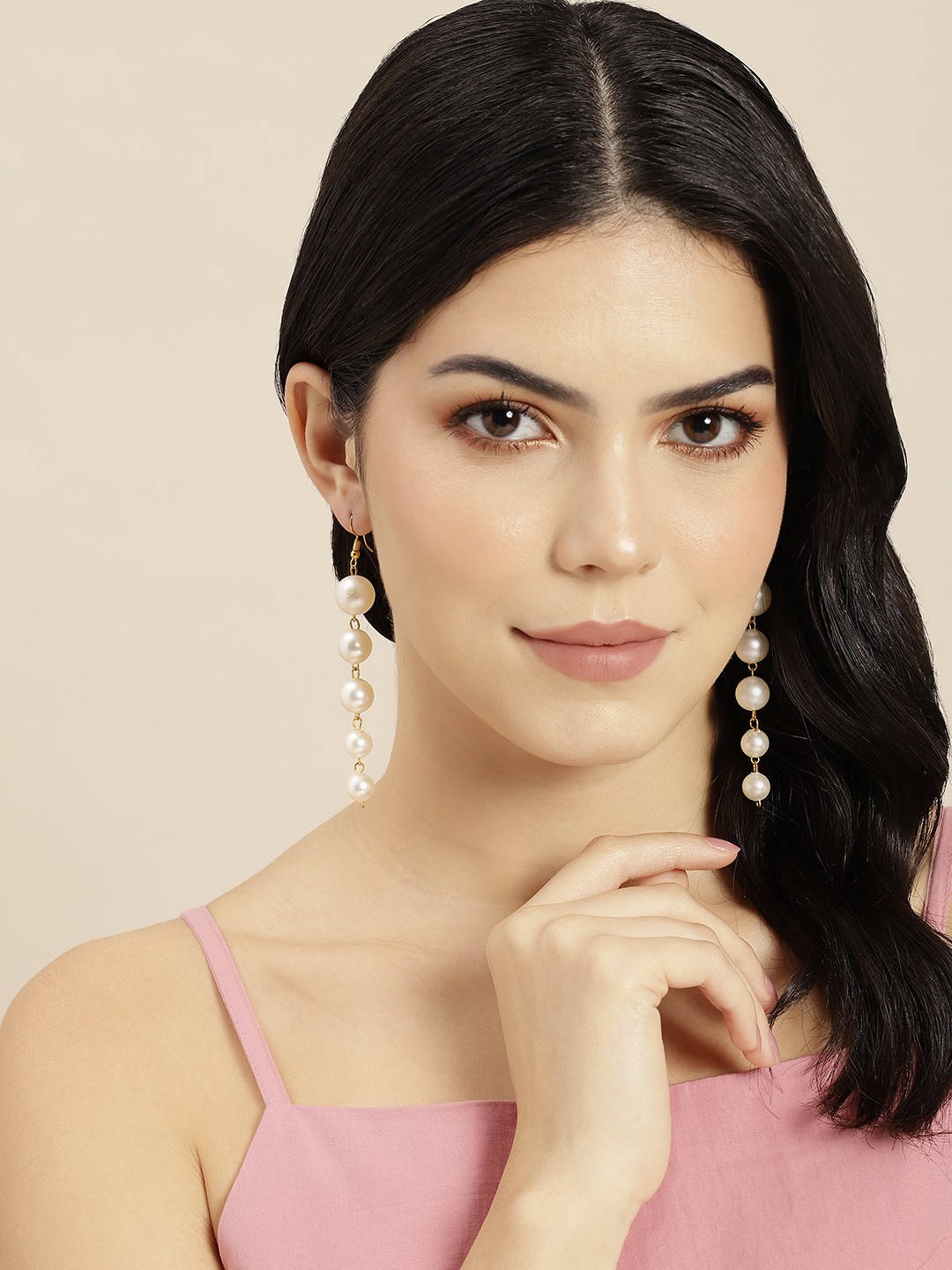 

Anouk Gold-Plated Pearls-Studded Teardrop Shaped Drop Earrings