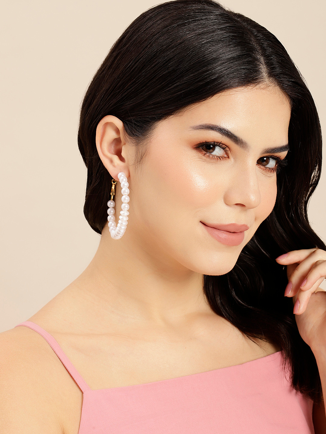 

Anouk Gold-Plated Beaded Circular Hoop Earrings