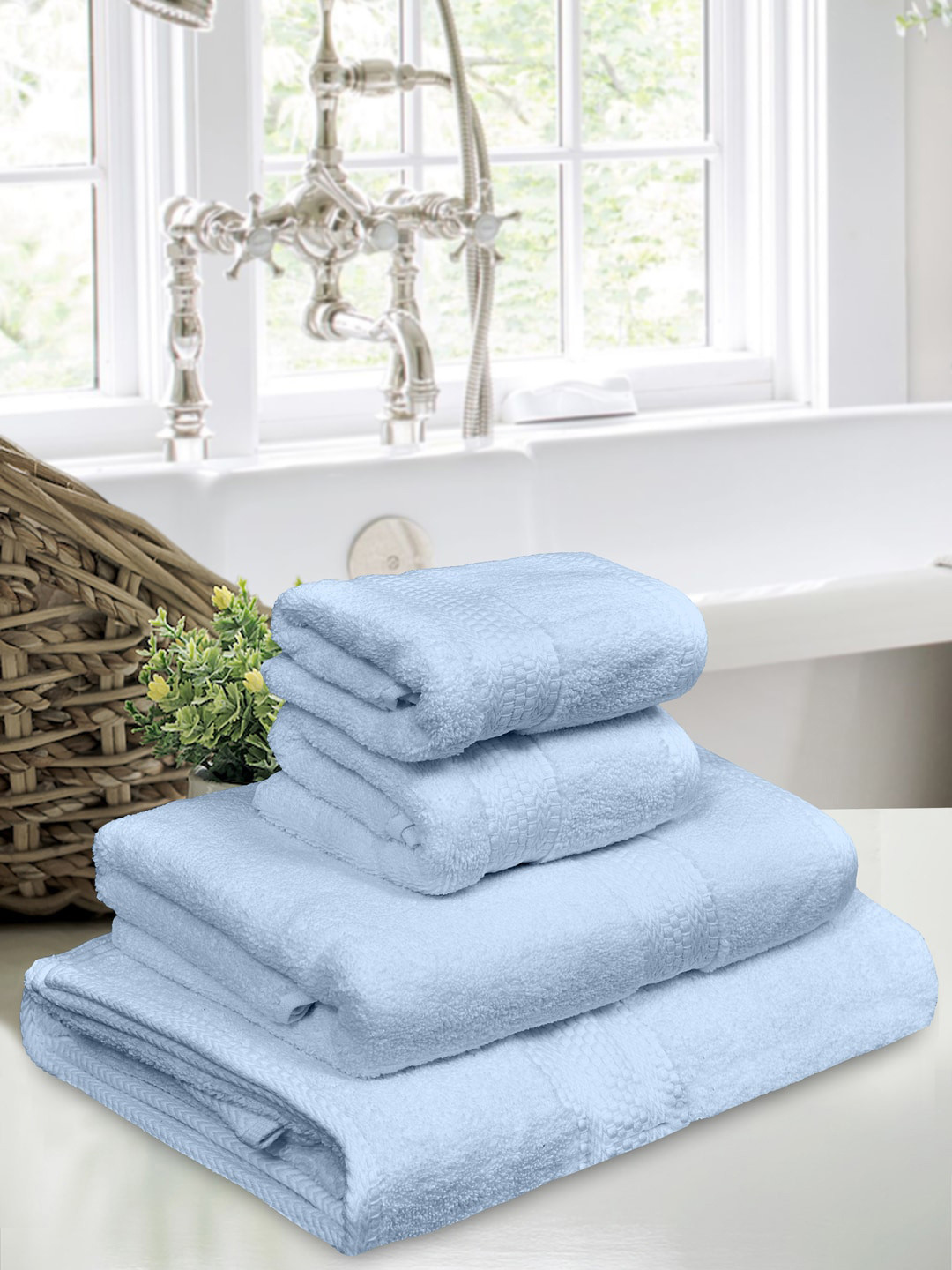 

Home Fresh Blue 4 Pieces 650 GSM Cotton Towel Set