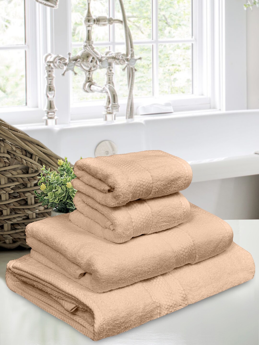 

Home Fresh Beige 4 Pieces 650 GSM Cotton Towel Set