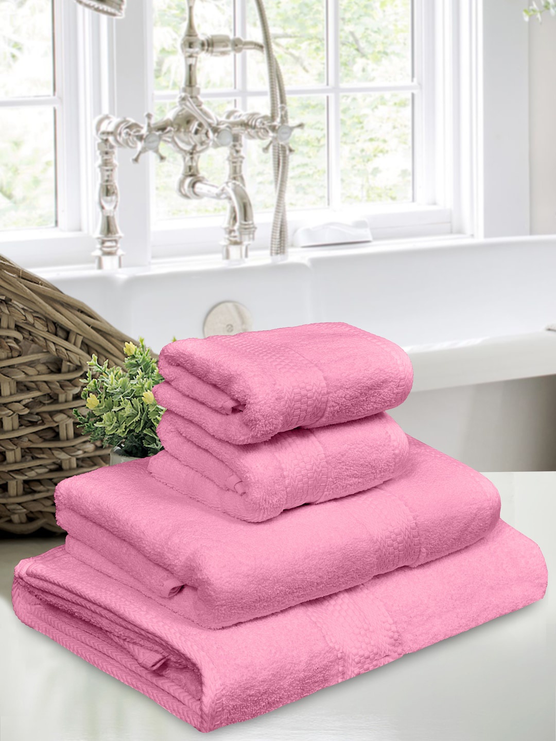 

Home Fresh Pink 4 Pieces 650 GSM Cotton Towel Set