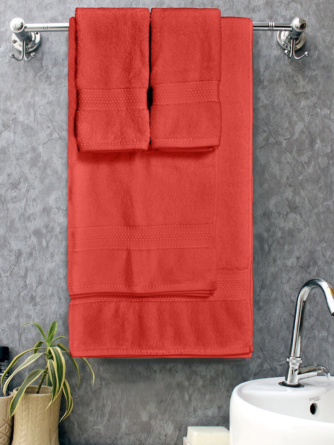 

Home Fresh Red 4 Pieces 650 GSM Cotton Towel Set