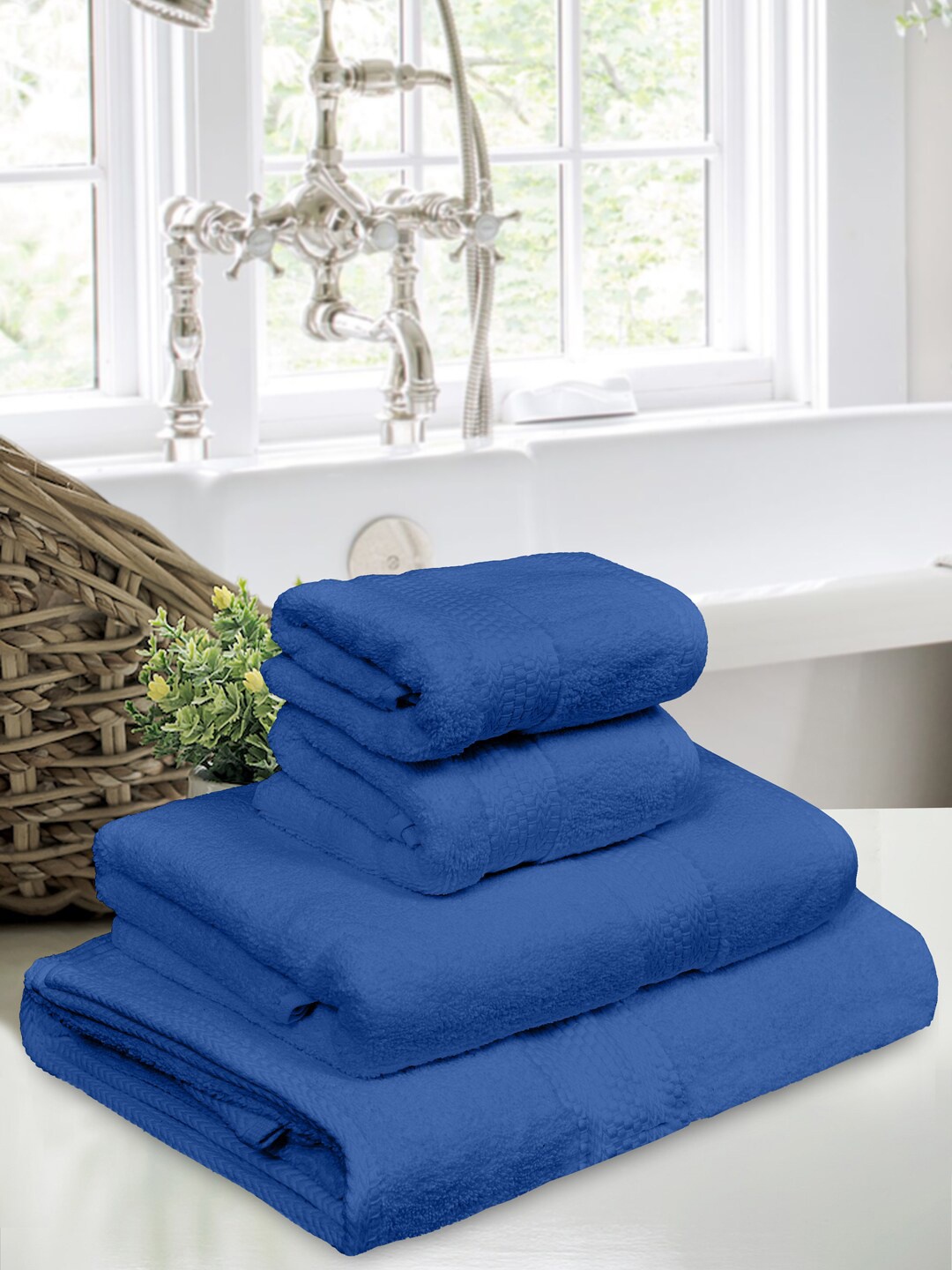 

Home Fresh Blue 4 Pieces 650 GSM Cotton Towel Set