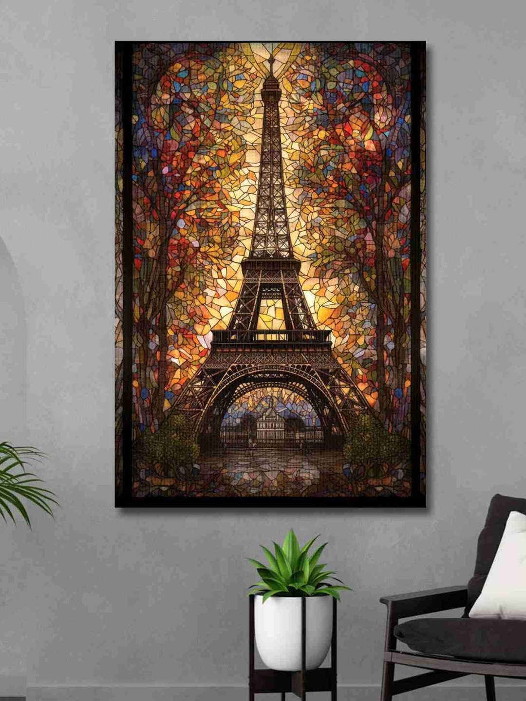

SAF Black & Yellow Eiffel Tower Canvas Waterproof Painting Wall Art