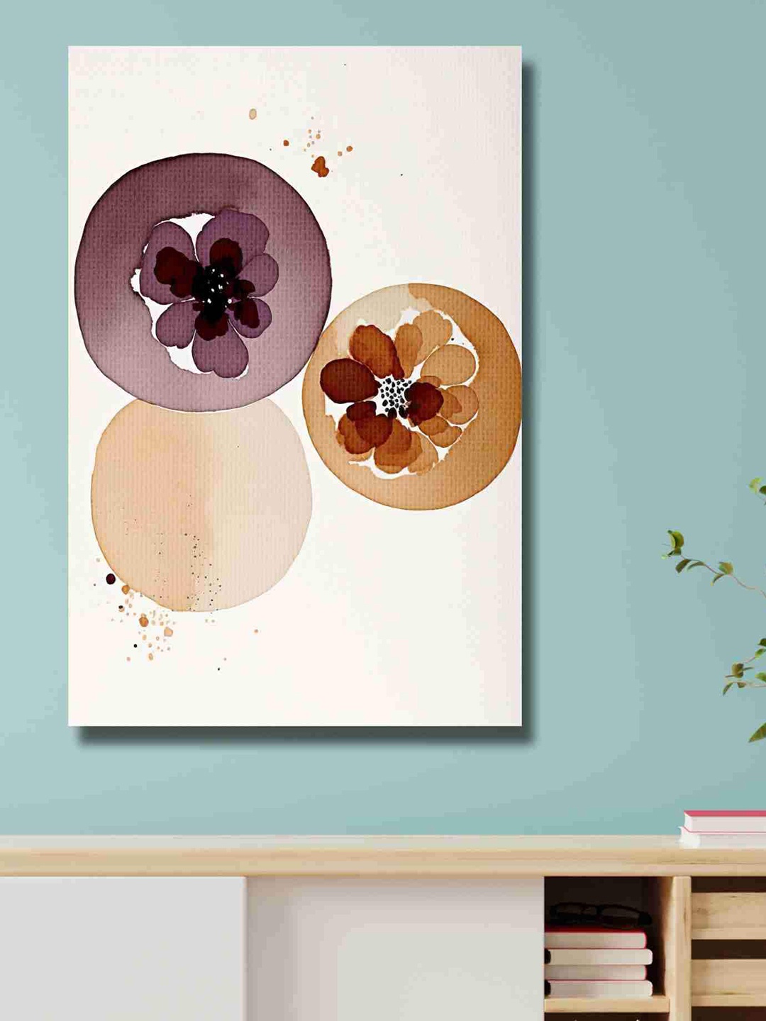 

SAF Blue & Orange Floral Waterproof Canvas Wall Art, Pink