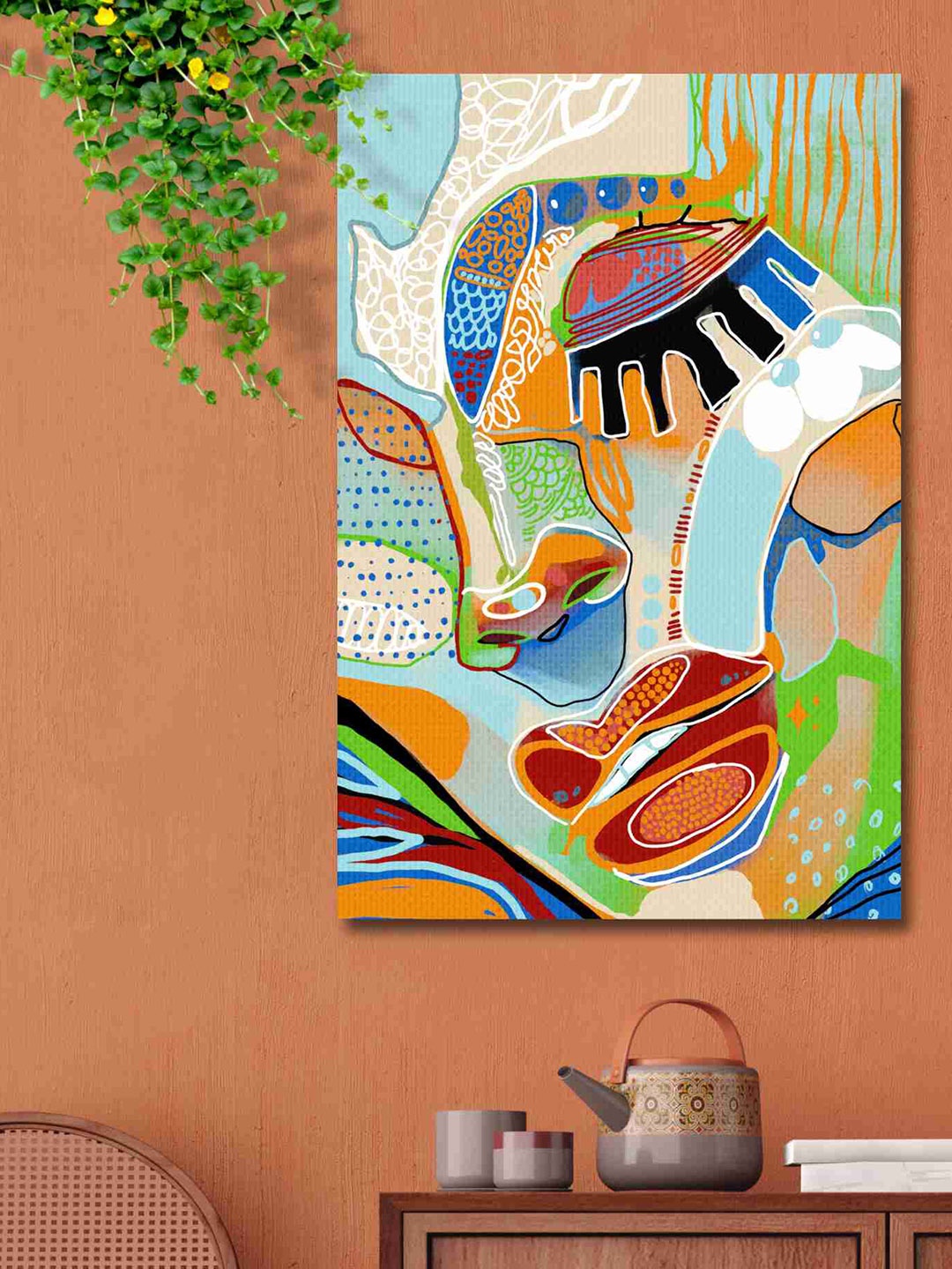 

SAF Blue & Green Abstract Woman Canvas Waterproof Painting Wall Art
