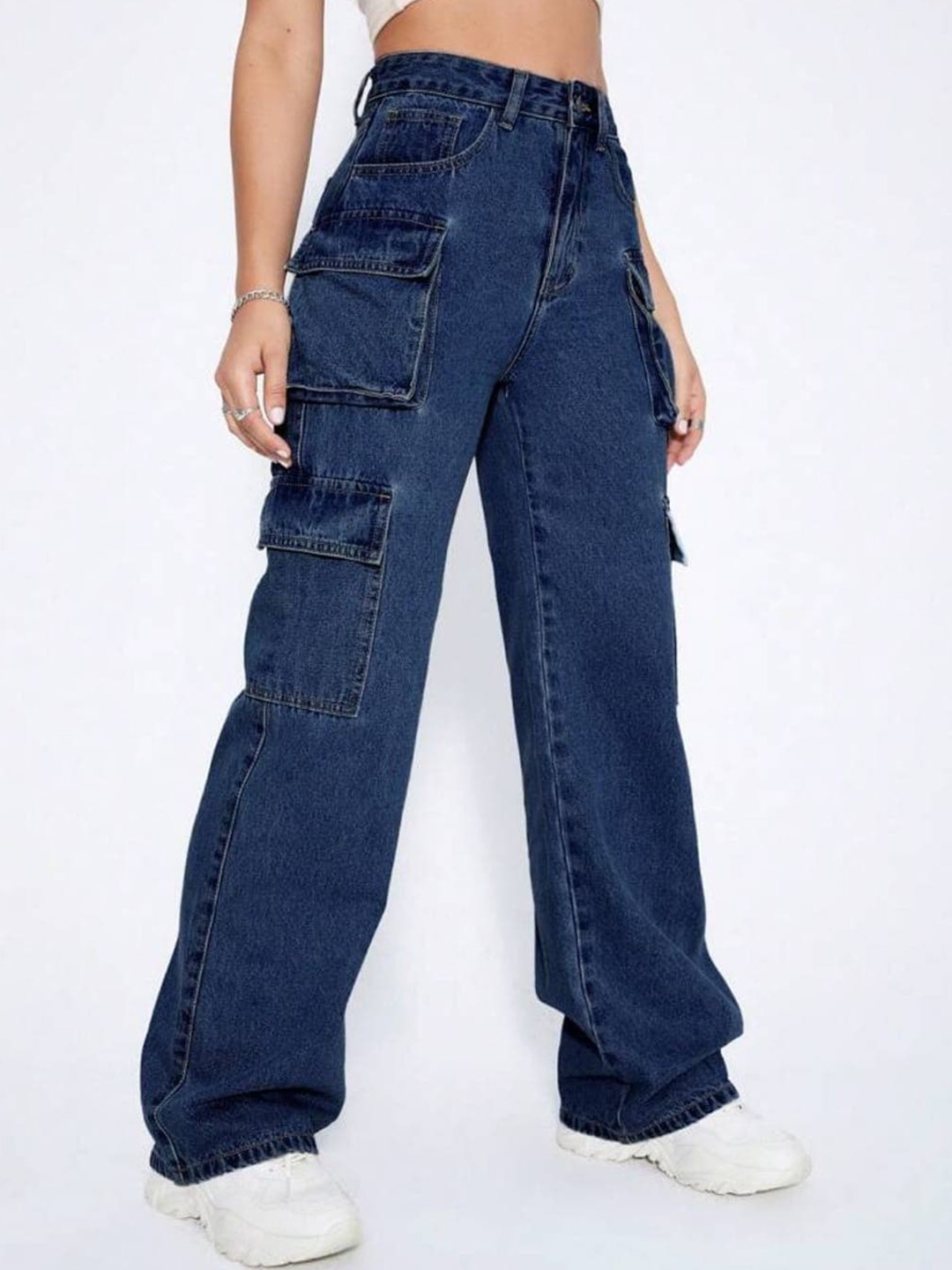 

Next One Women Smart Wide Leg High-Rise Stretchable Jeans, Blue