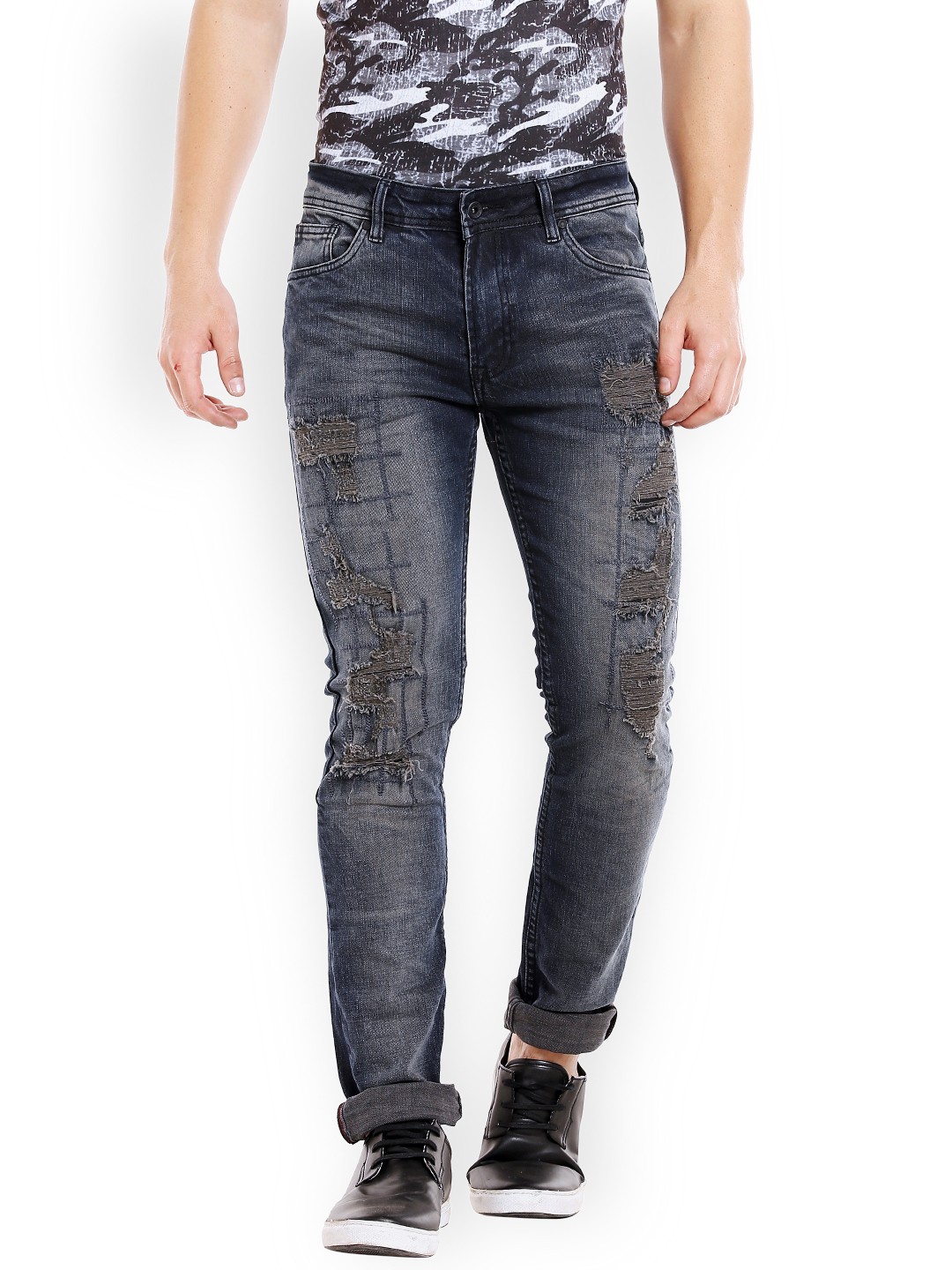 

Rex Straut Jeans Men Blue Slim Fit Mid-Rise Mildly Distressed Stretchable Jeans