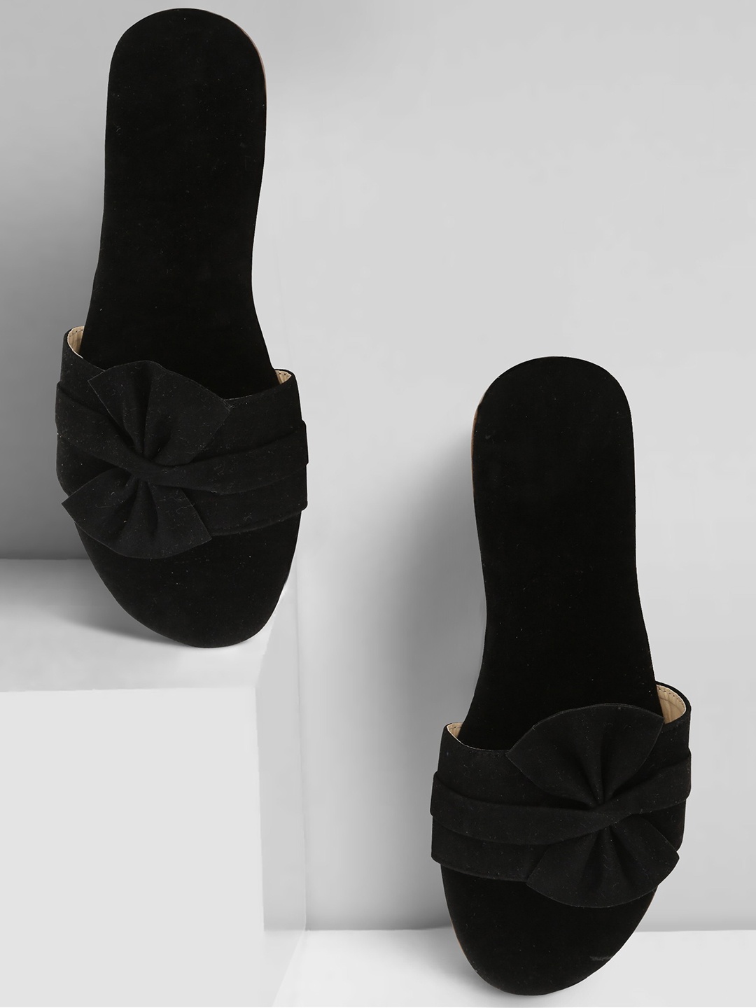 

Ravis Flowbelt Bow Detail Open Toe Flats, Black