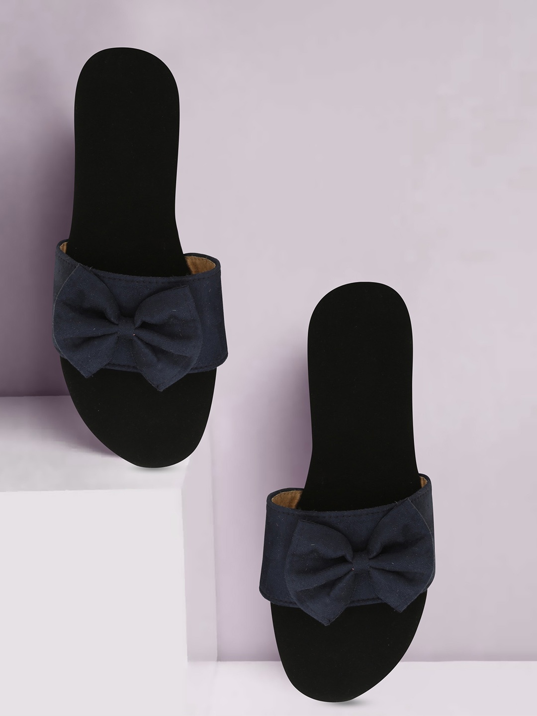 

Ravis Open Toe Flats with Bows, Blue