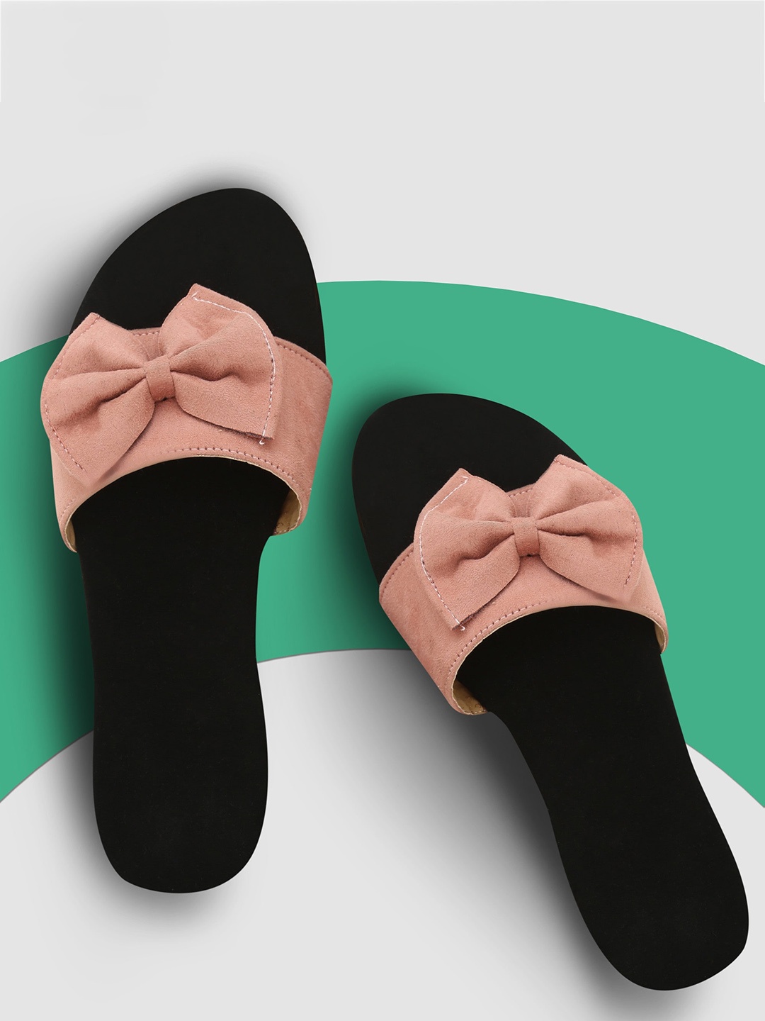

Ravis Open Toe Flats With Bows, Peach