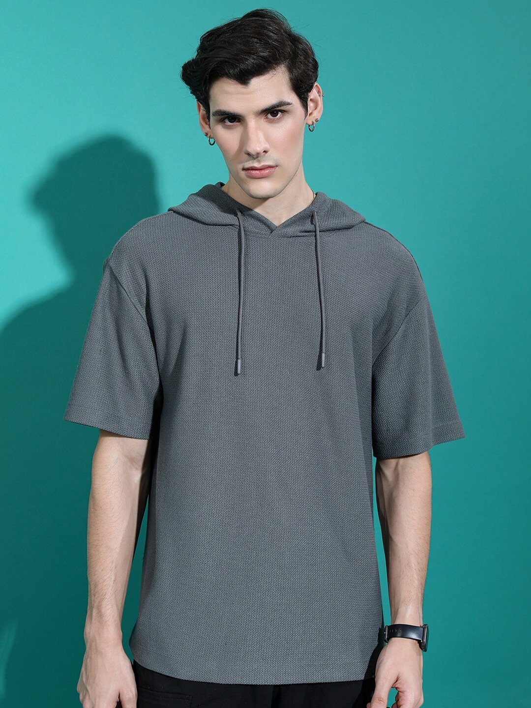 

HIGHLANDER Hooded Drop-Shoulder Sleeves Oversized T-shirt, Grey