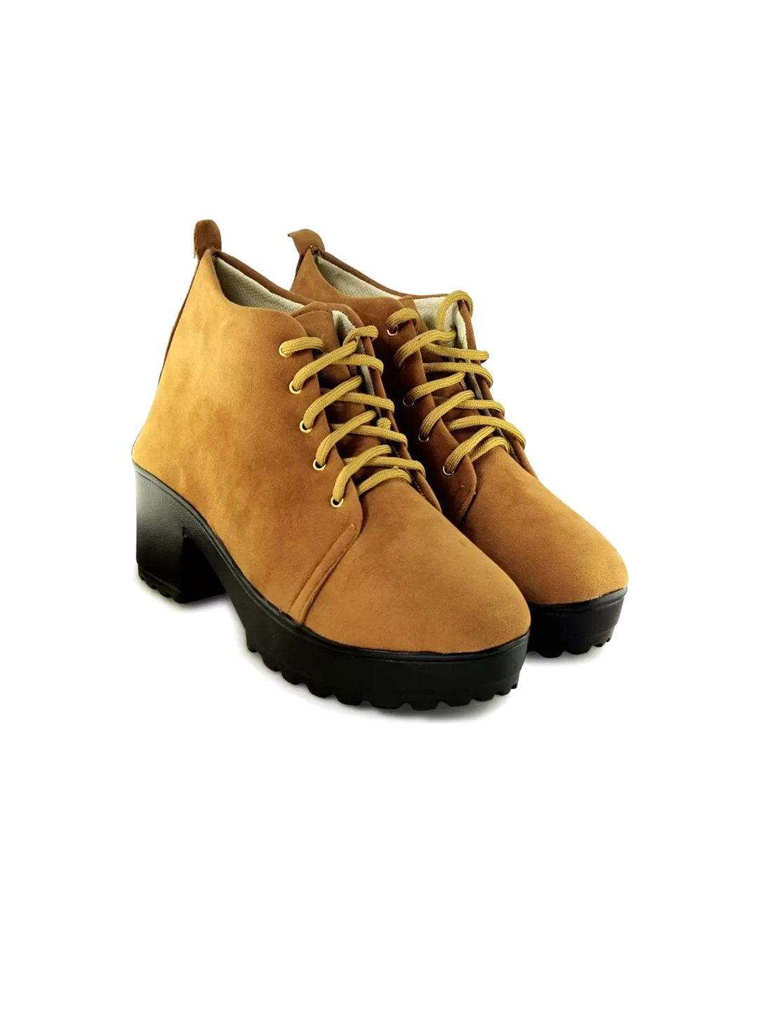 

BAESD Girls Mid-Top Suede Chunky Boots, Tan