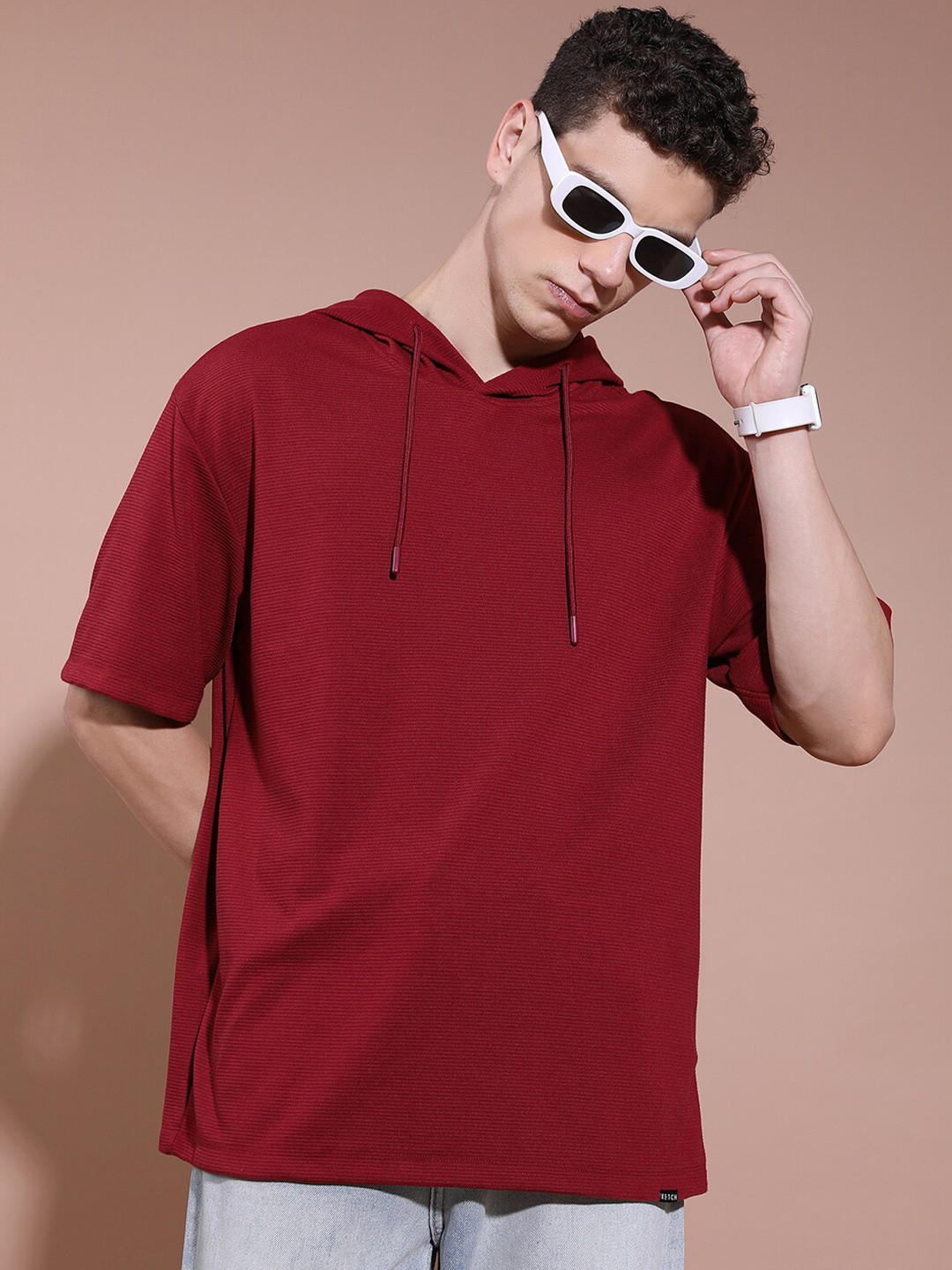 

KETCH Dropshoulder Oversized Popcorn Structure T-shirt, Red