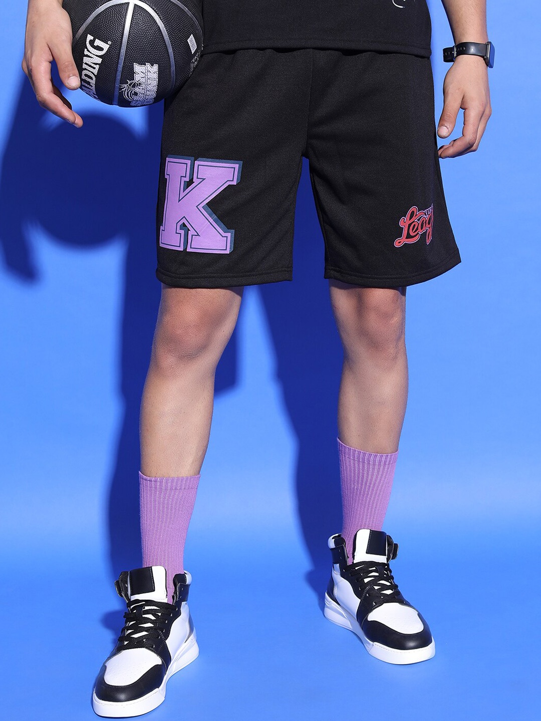 

KETCH Men Mid Rise Typography Printed Sports Shorts, Black