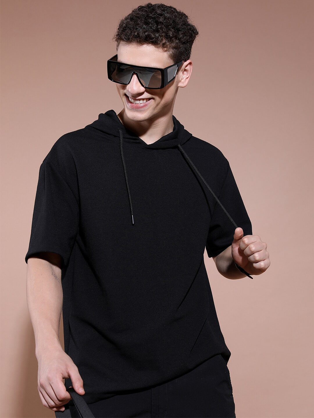 

KETCH Drop Shoulder Oversized Popcorn Structure T-shirt, Black