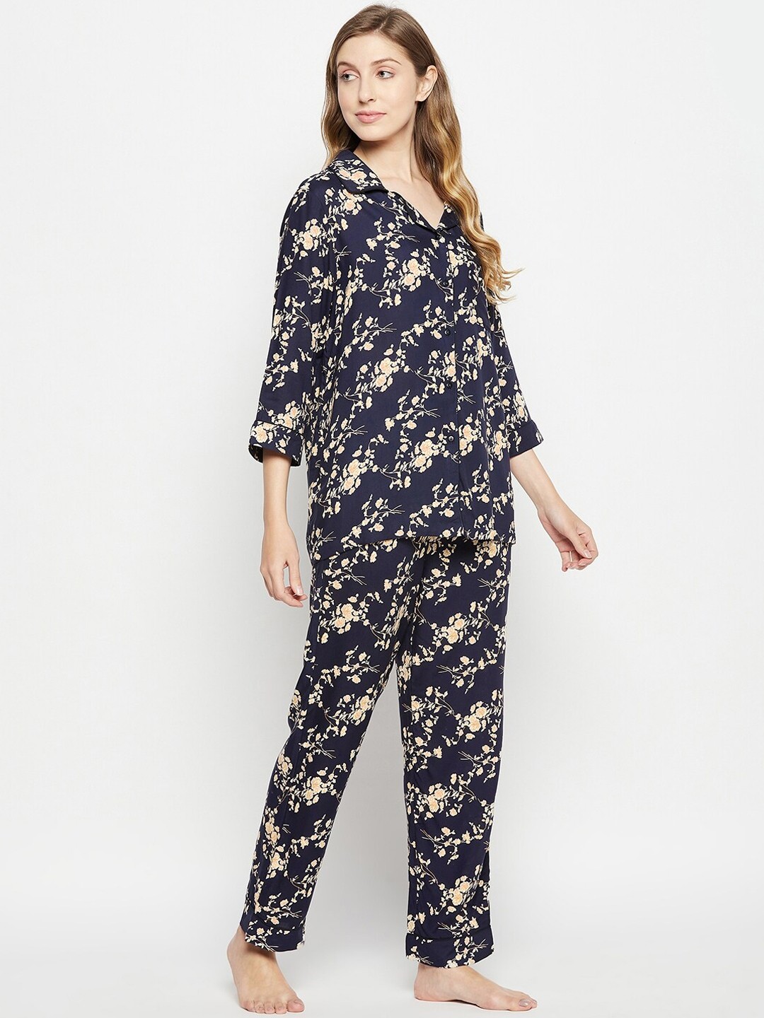 

Nuwah Floral Printed Night suit, Beige
