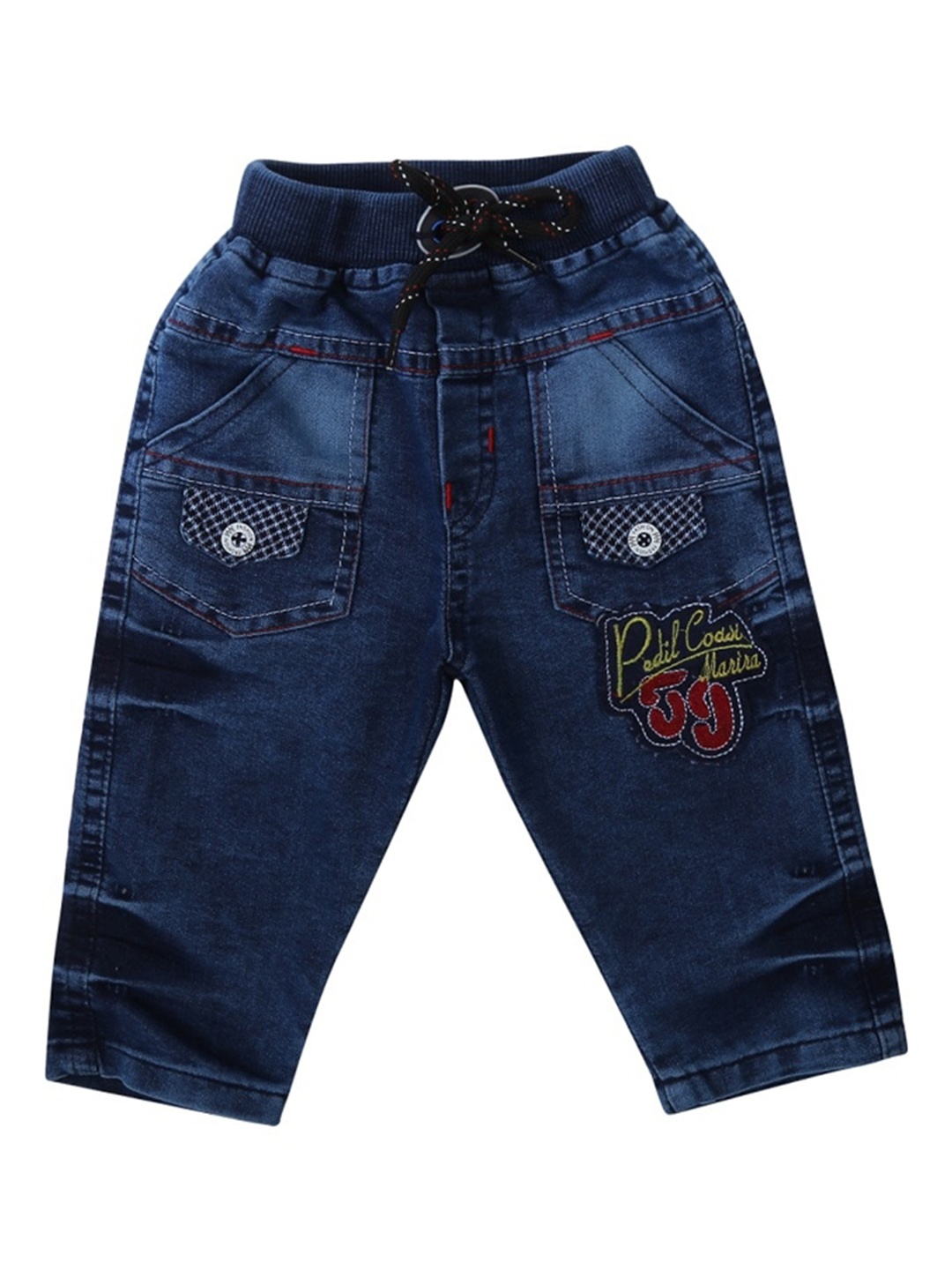 

V-Mart Kids Mid-Rise Clean Look Light Fade Cotton Jeans, Blue