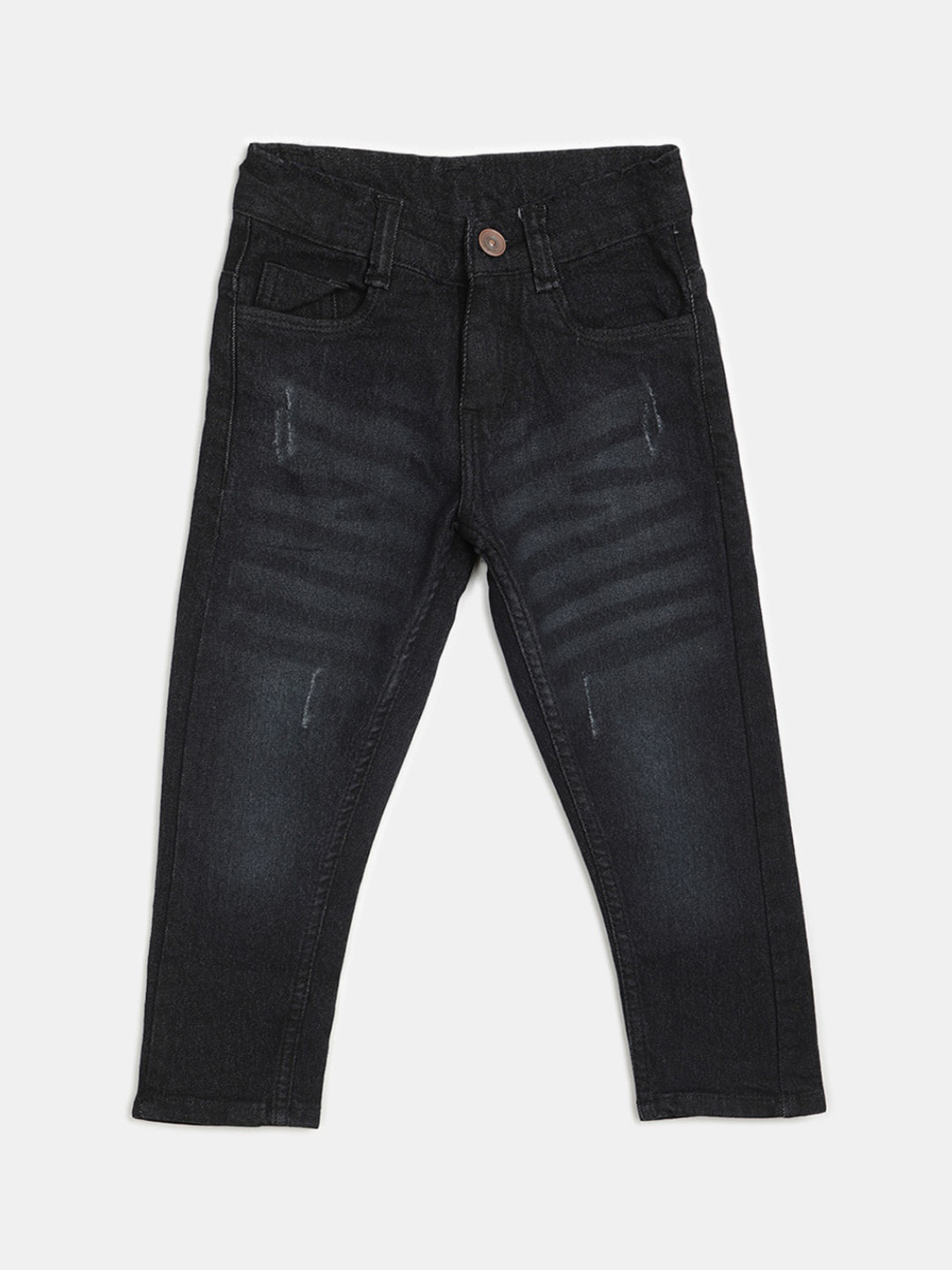

V-Mart Boys Mid Rise Low Distress Light Fade Cotton Jeans, Black
