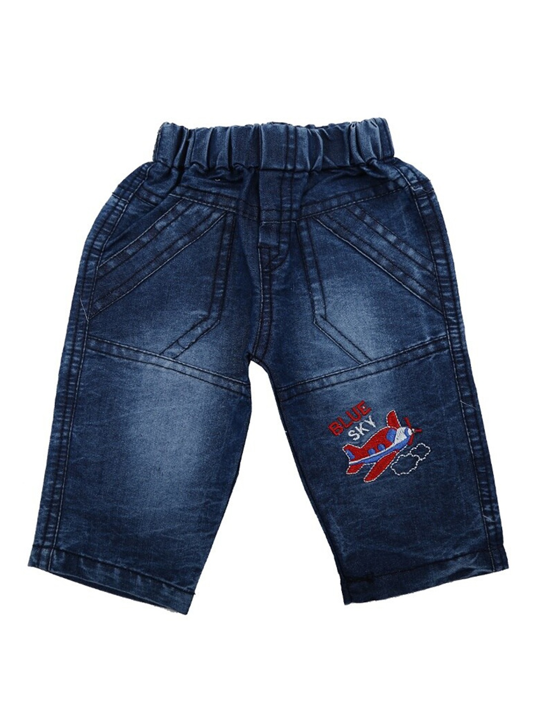 

V-Mart Infants Clean Look Light Fade Embroidered Cotton Jeans, Blue