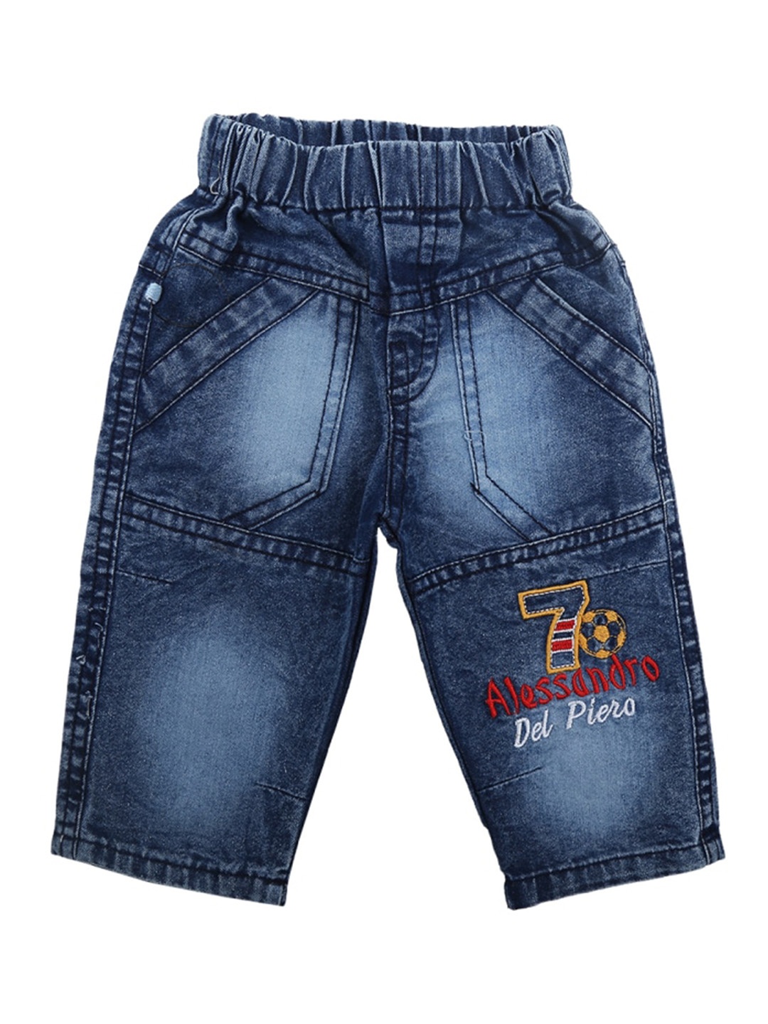

V-Mart Infants Clean Look Mid-Rise Heavy Fade Cotton Jeans, Blue