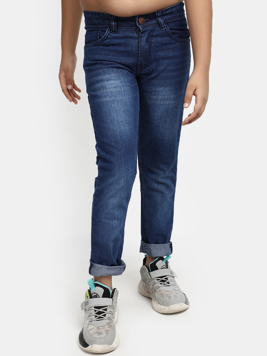 

V-Mart Boys Heavy Fade Mid Rise Jeans, Blue