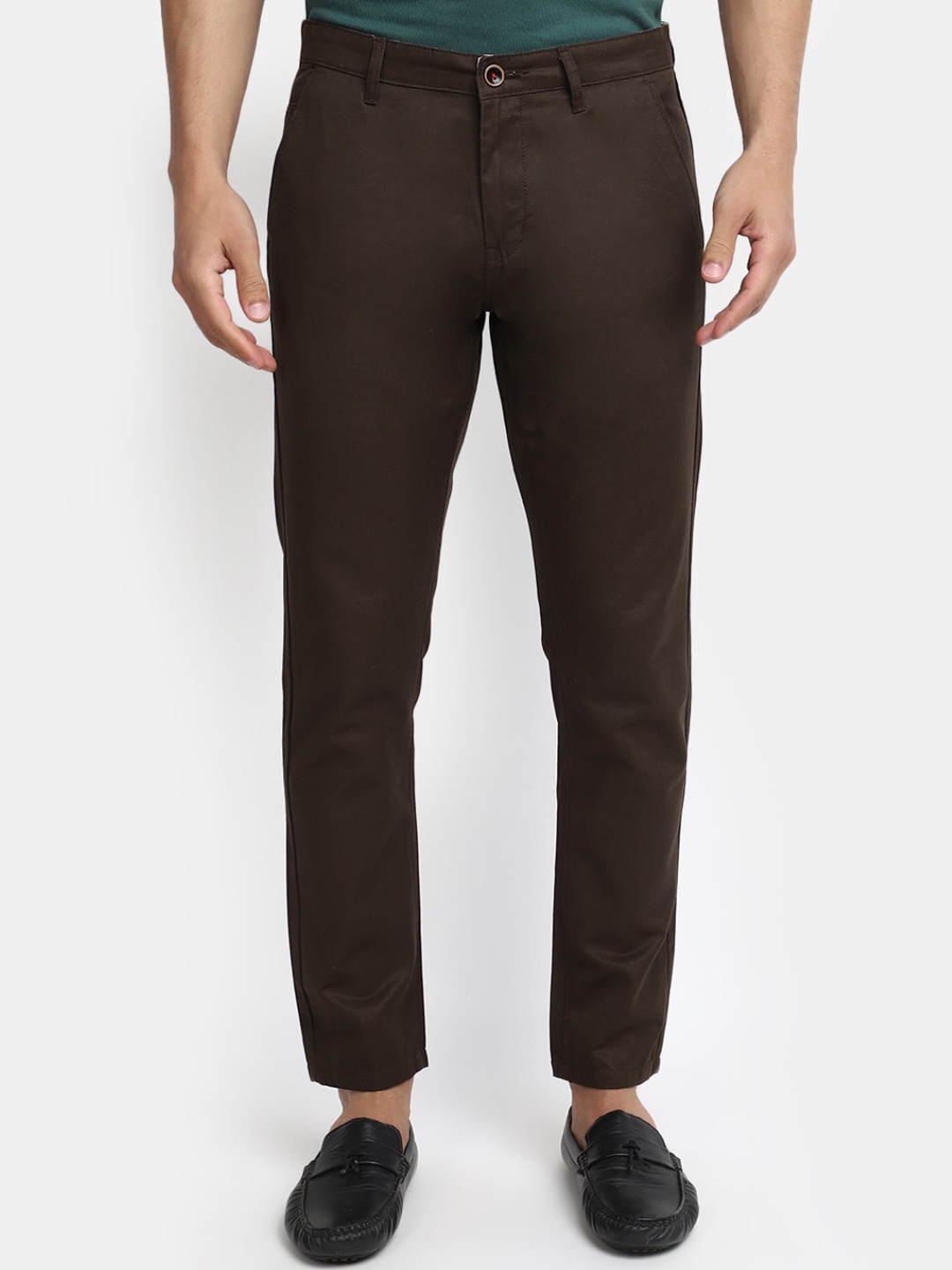 

V-Mart Men Slim Fit Cotton Chinos Trousers, Brown