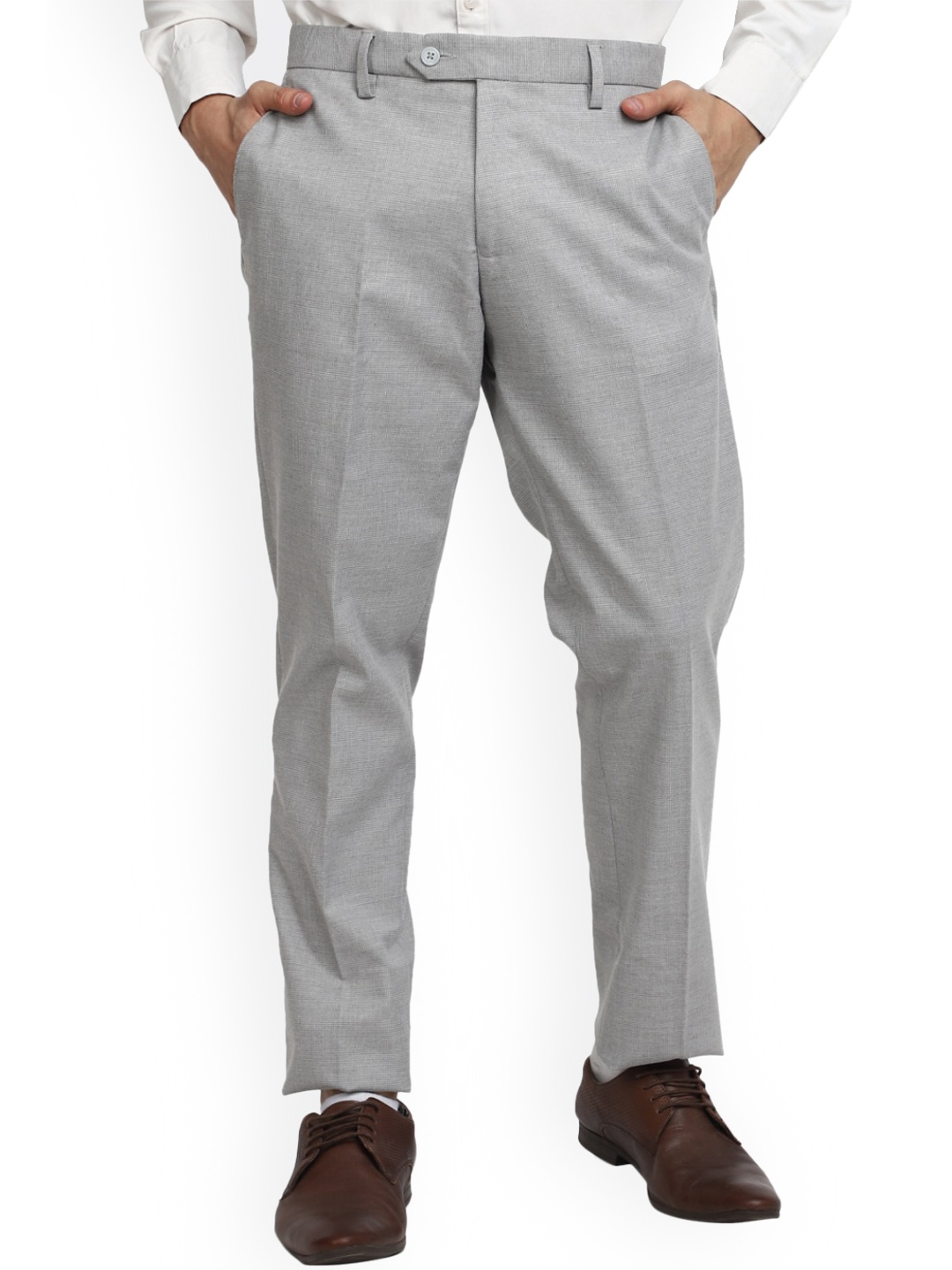 

J White by Vmart Men Slim Fit Cotton Formal Trouser, Grey