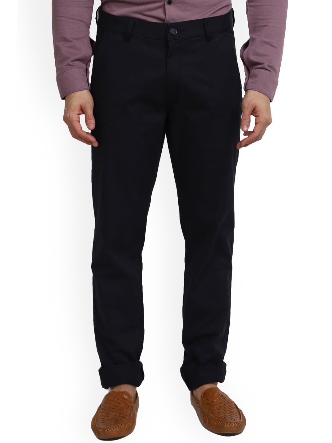 

V-Mart Men Mid Rise Slim Fit Cotton Chinos Trousers, Navy blue