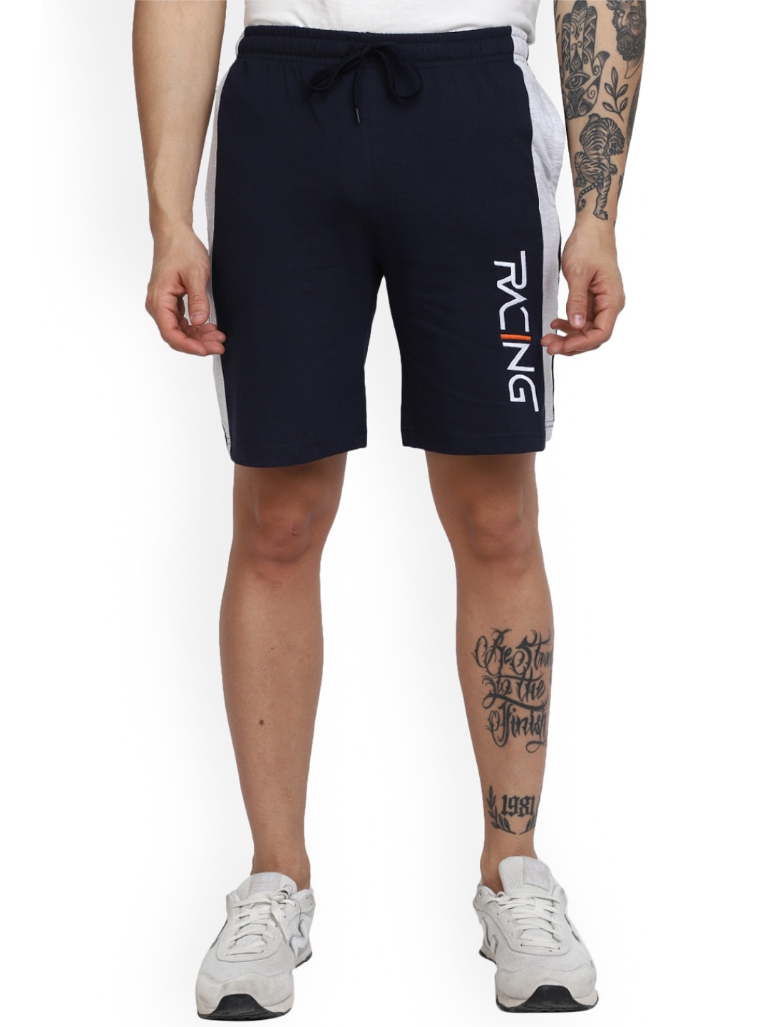 

V-Mart Men Printed Cotton Regular Shorts, Navy blue