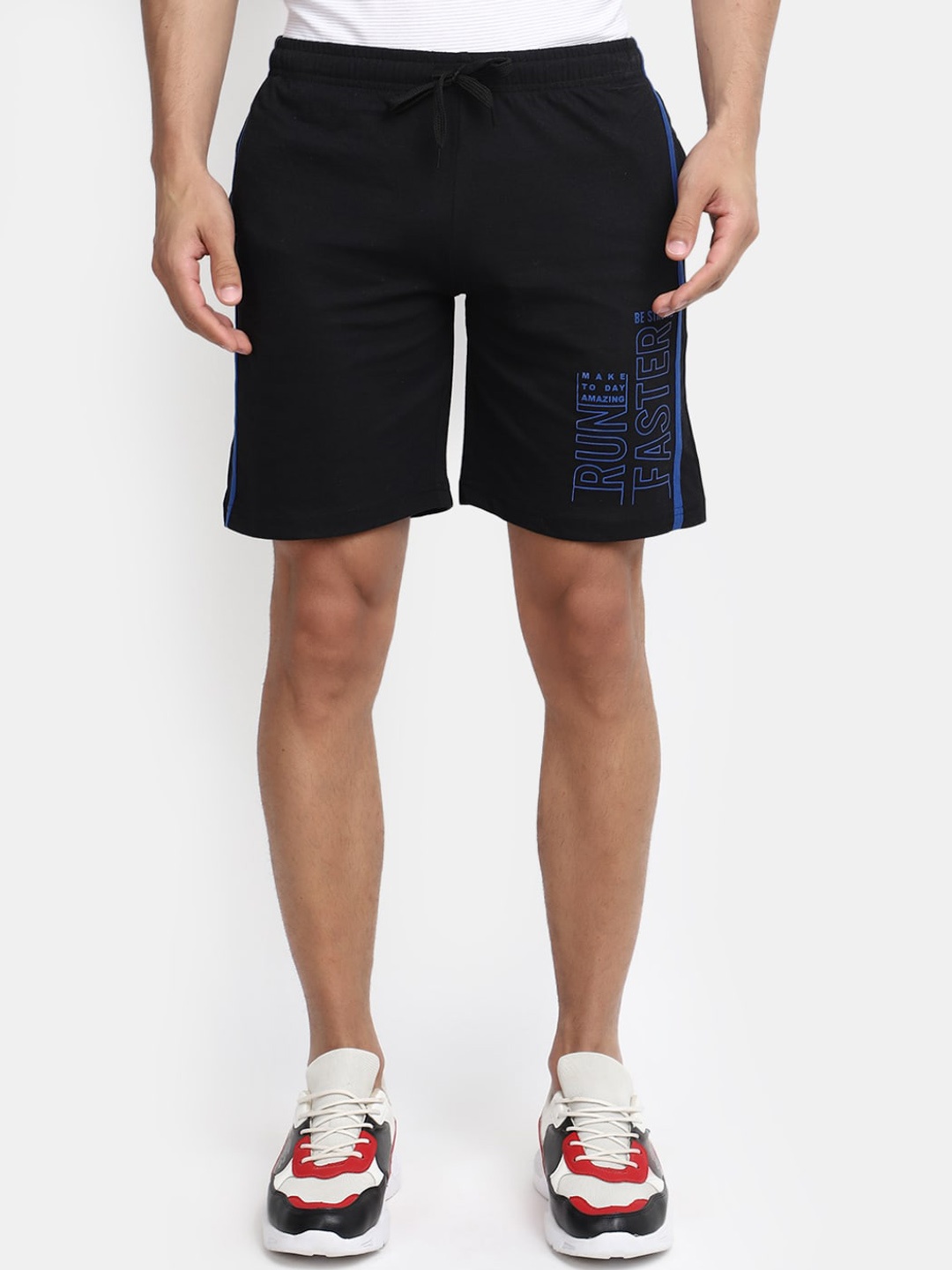 

V-Mart Men Mid-Rise Cotton Shorts, Black