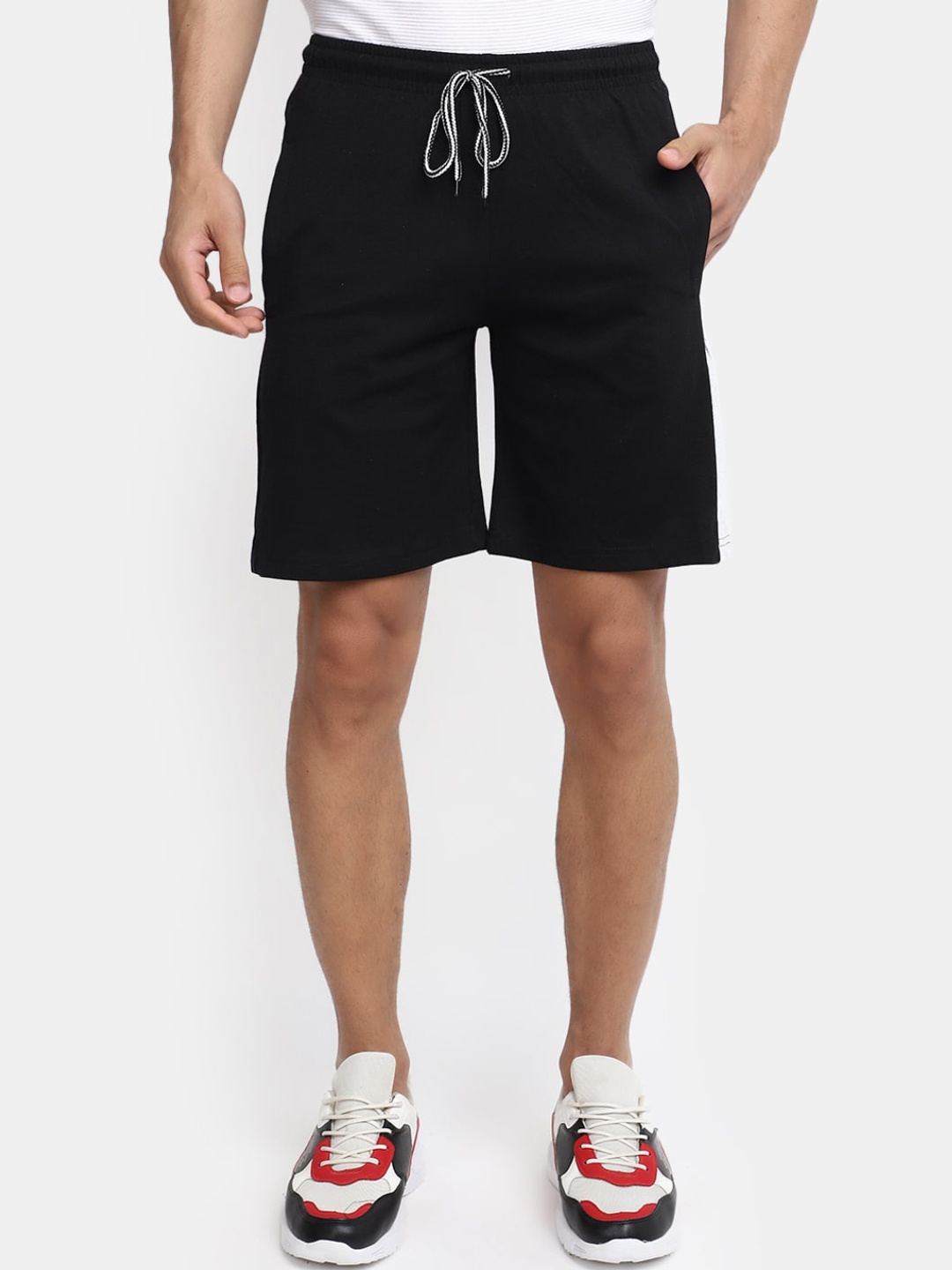 

V-Mart Men Cotton Sports Shorts, Black