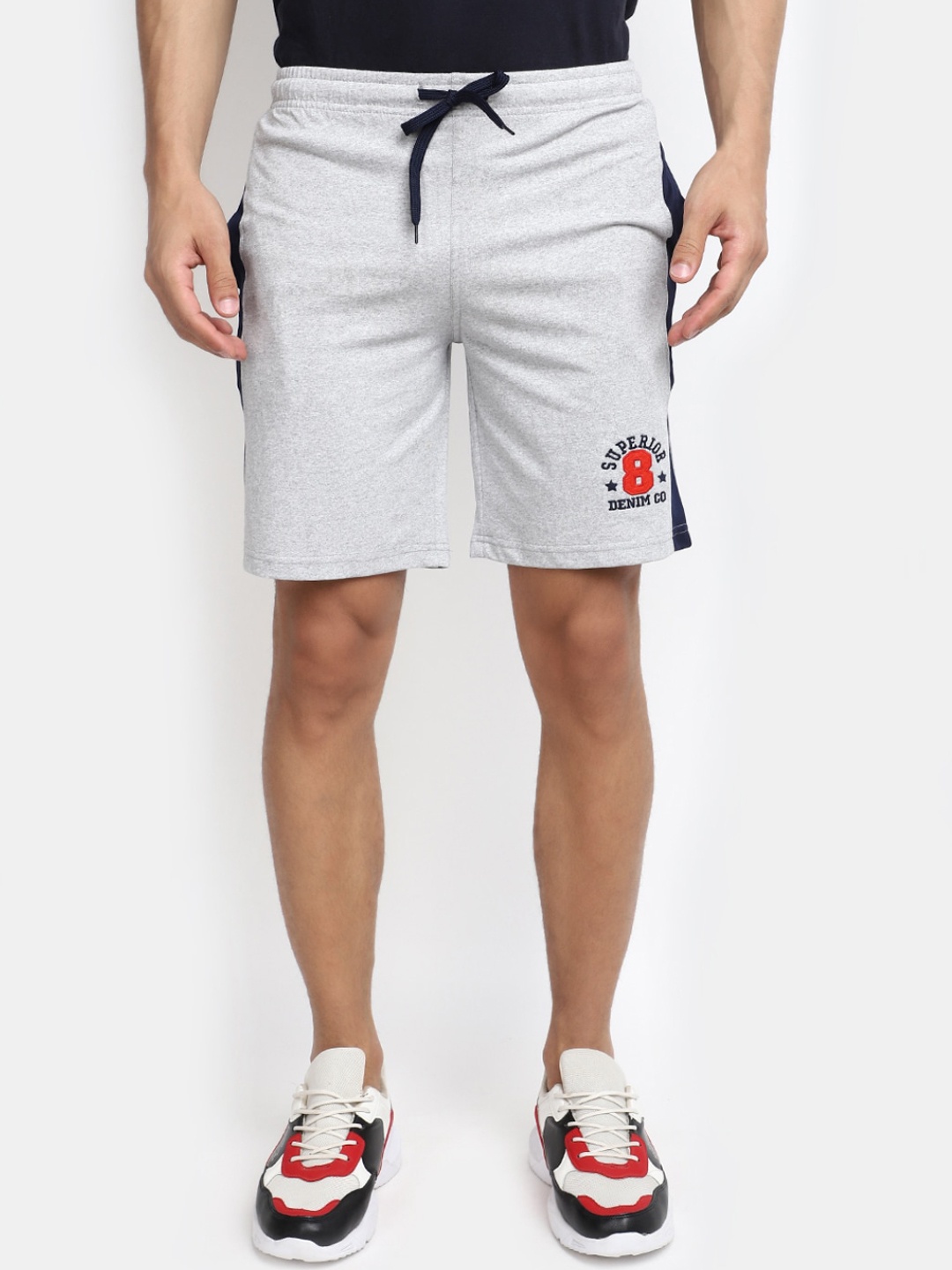 

V-Mart Men Cotton Mid-Rise Shorts, Grey