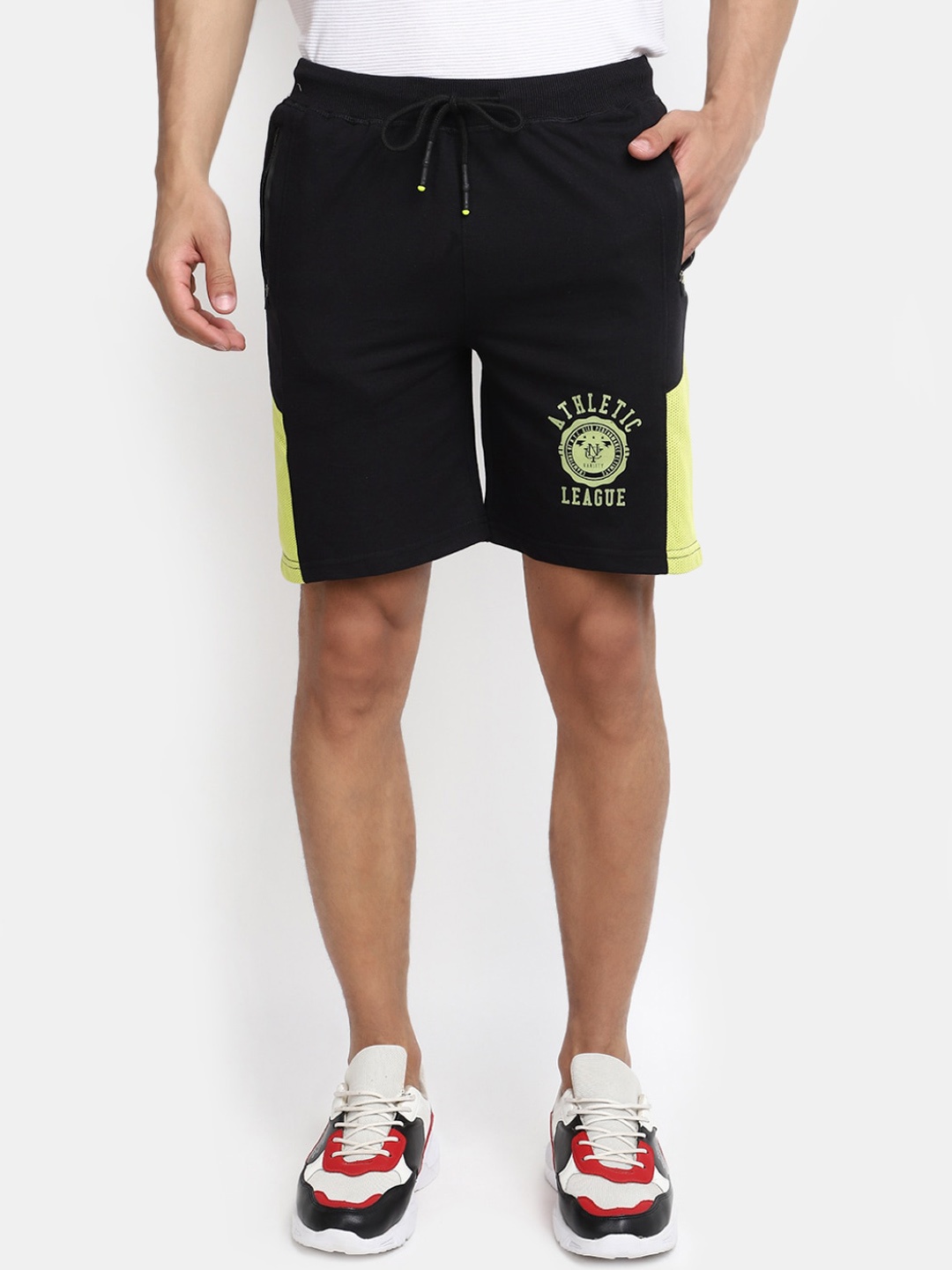 

V-Mart Men Mid-Rise Cotton Sports Shorts, Black