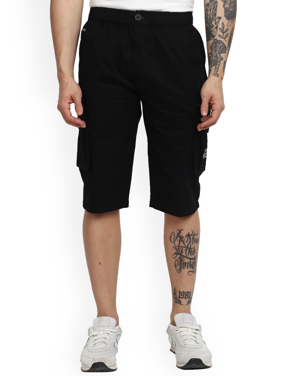 

V-Mart Men Cotton Cargo Shorts, Black