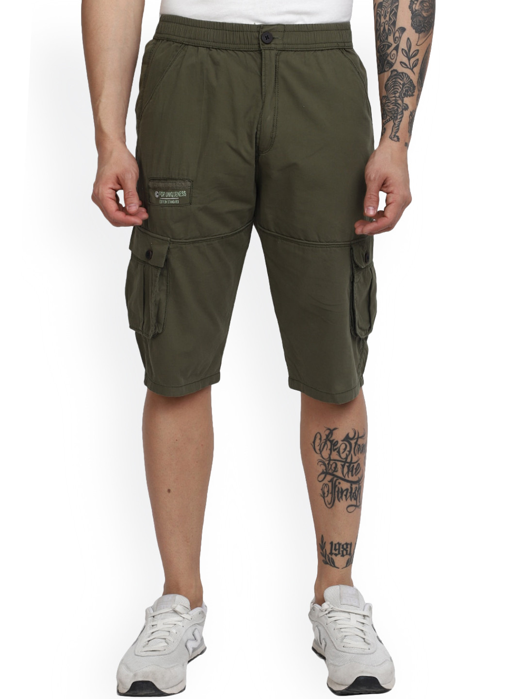 

V-Mart Men Cotton Cargo Shorts, Olive