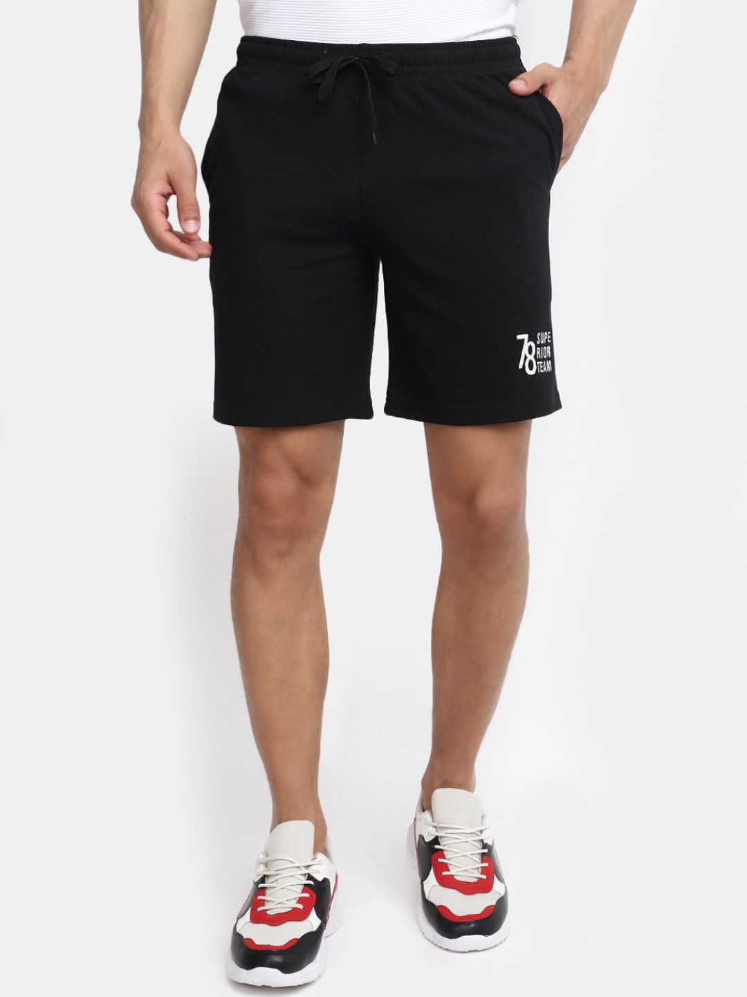 

V-Mart Men Cotton Regular Shorts, Black
