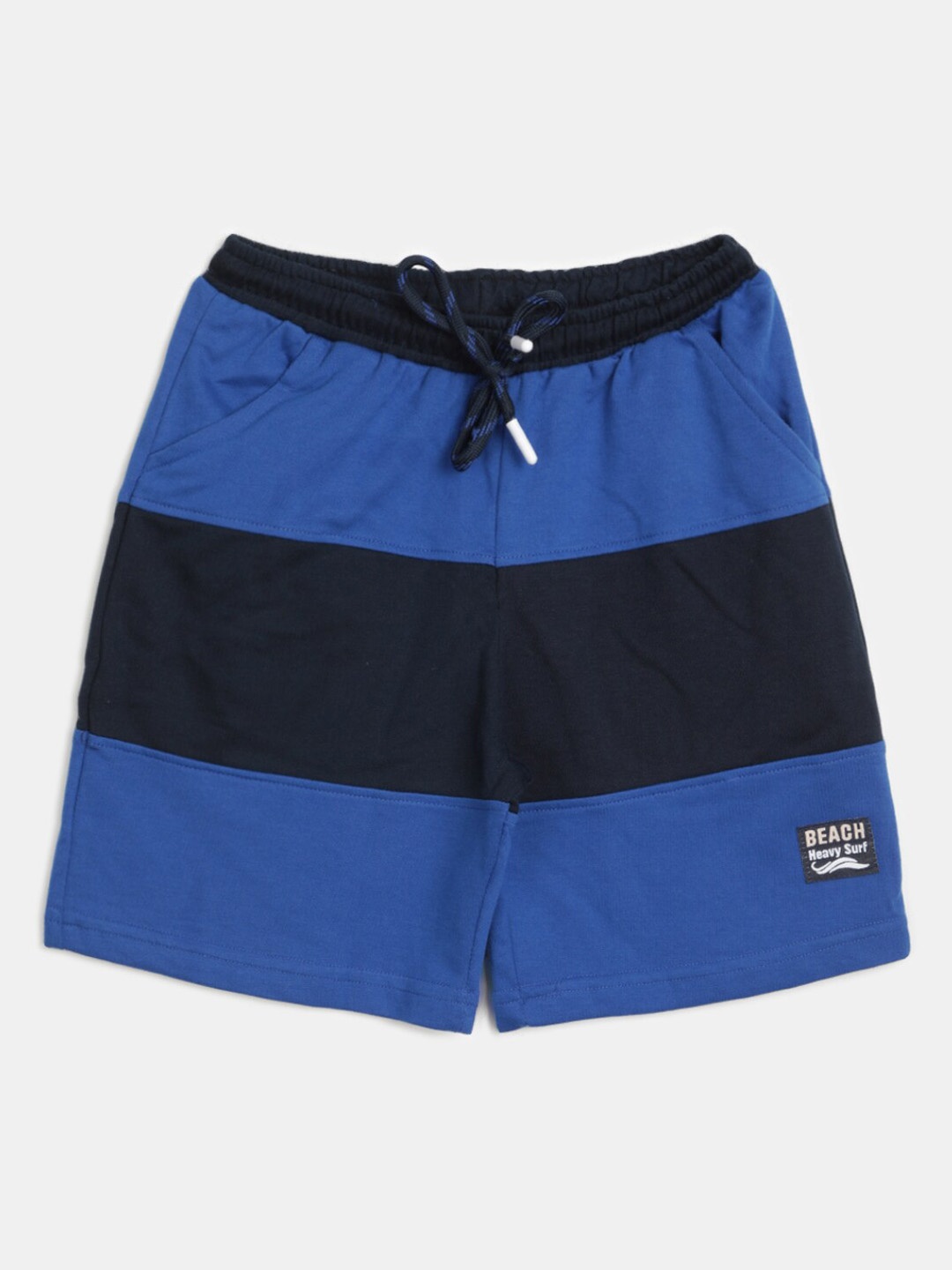 

V-Mart Boys Mid Rise Colourblocked Cotton Shorts, Blue