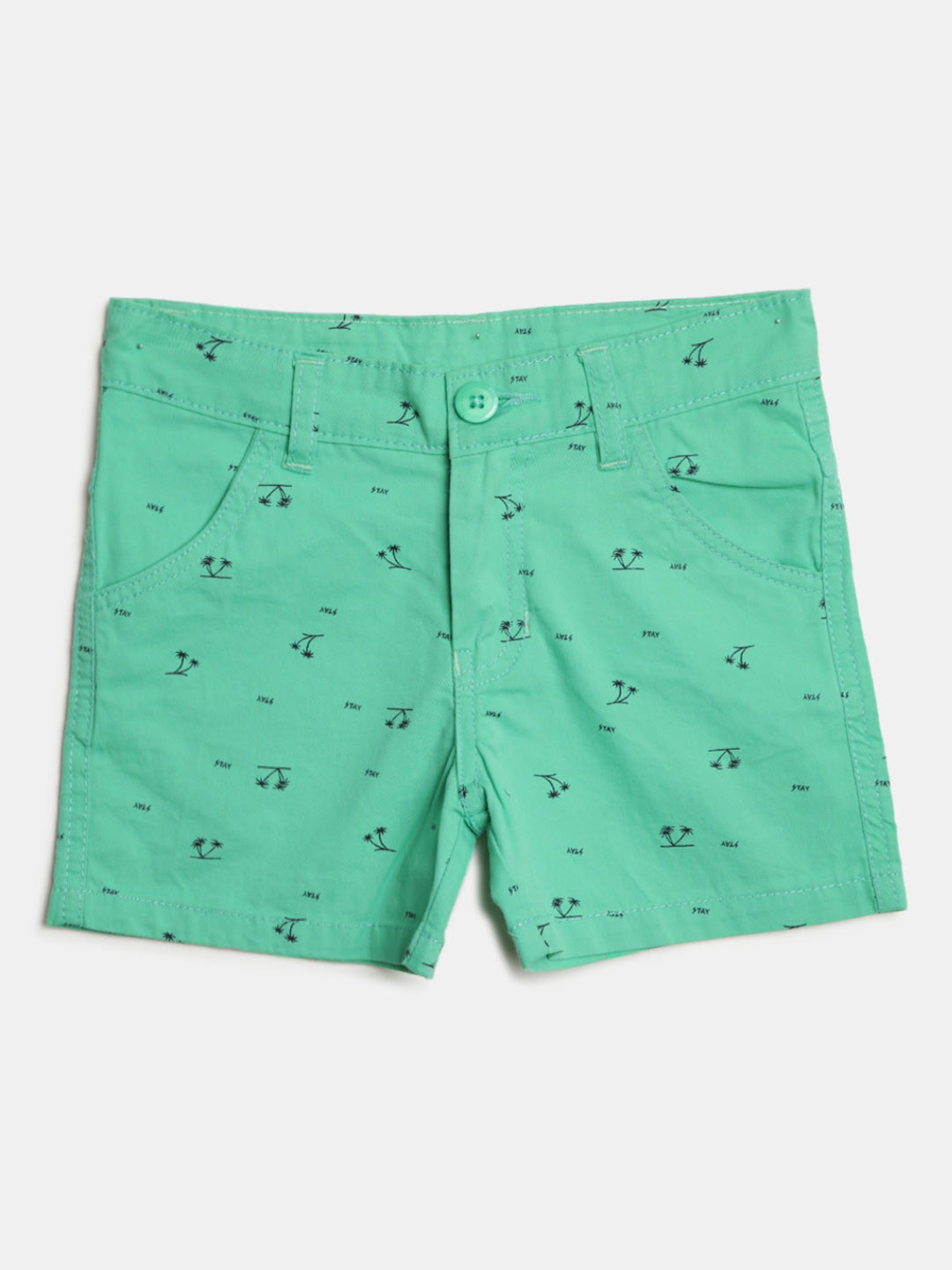

V-Mart Boys Conversational Printed Shorts, Green